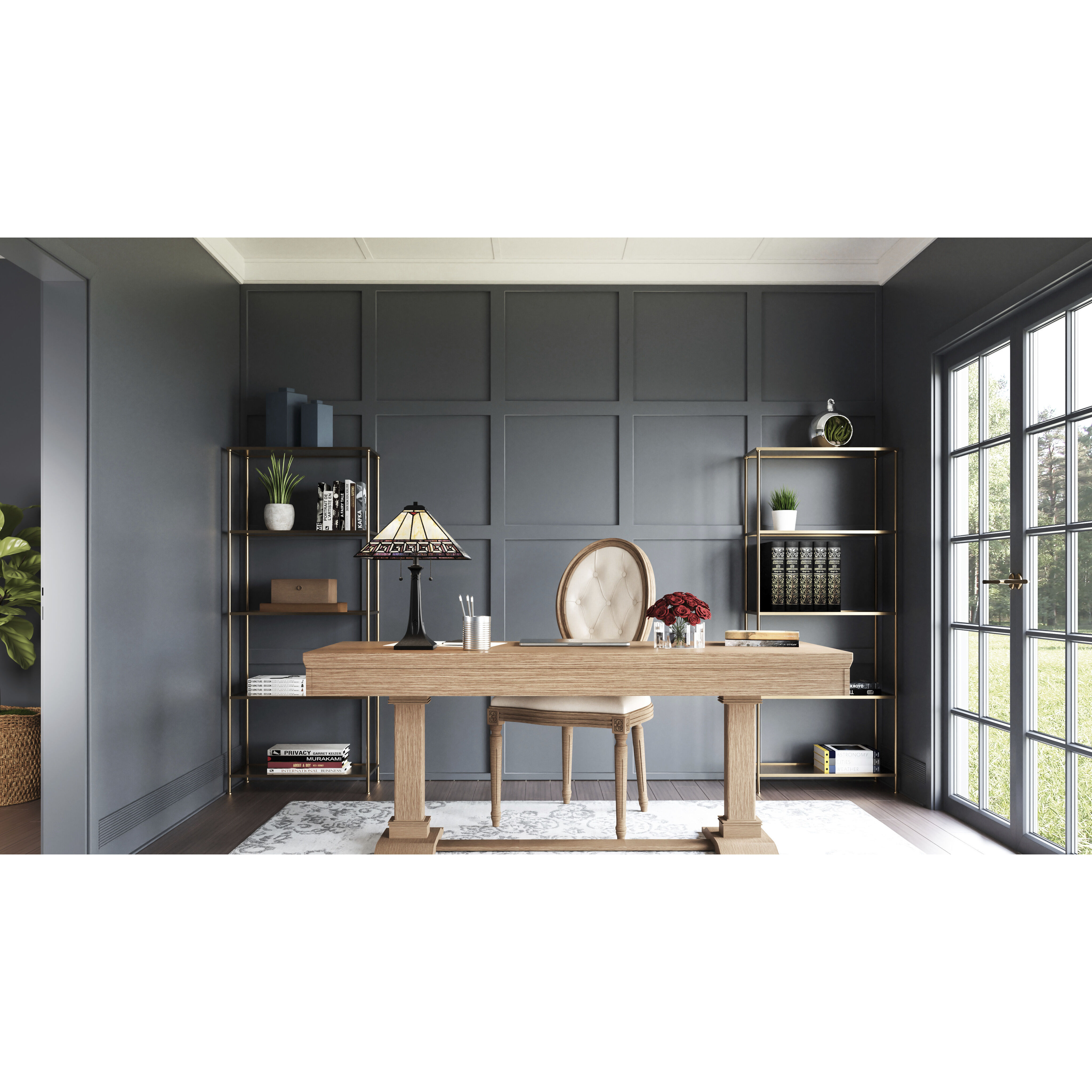 Edith 24.5 inch 75.00 watt Matte Black Table Lamp Portable Light, Tiffany