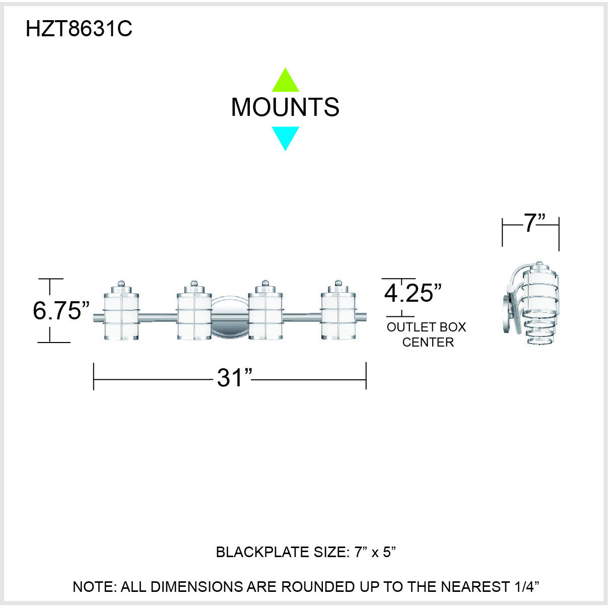 Hazlett 4 Light 31 inch Polished Chrome Bath Light Wall Light
