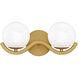 Spherical 2 Light 14.5 inch Aged Brass Bath Light Wall Light, Medium