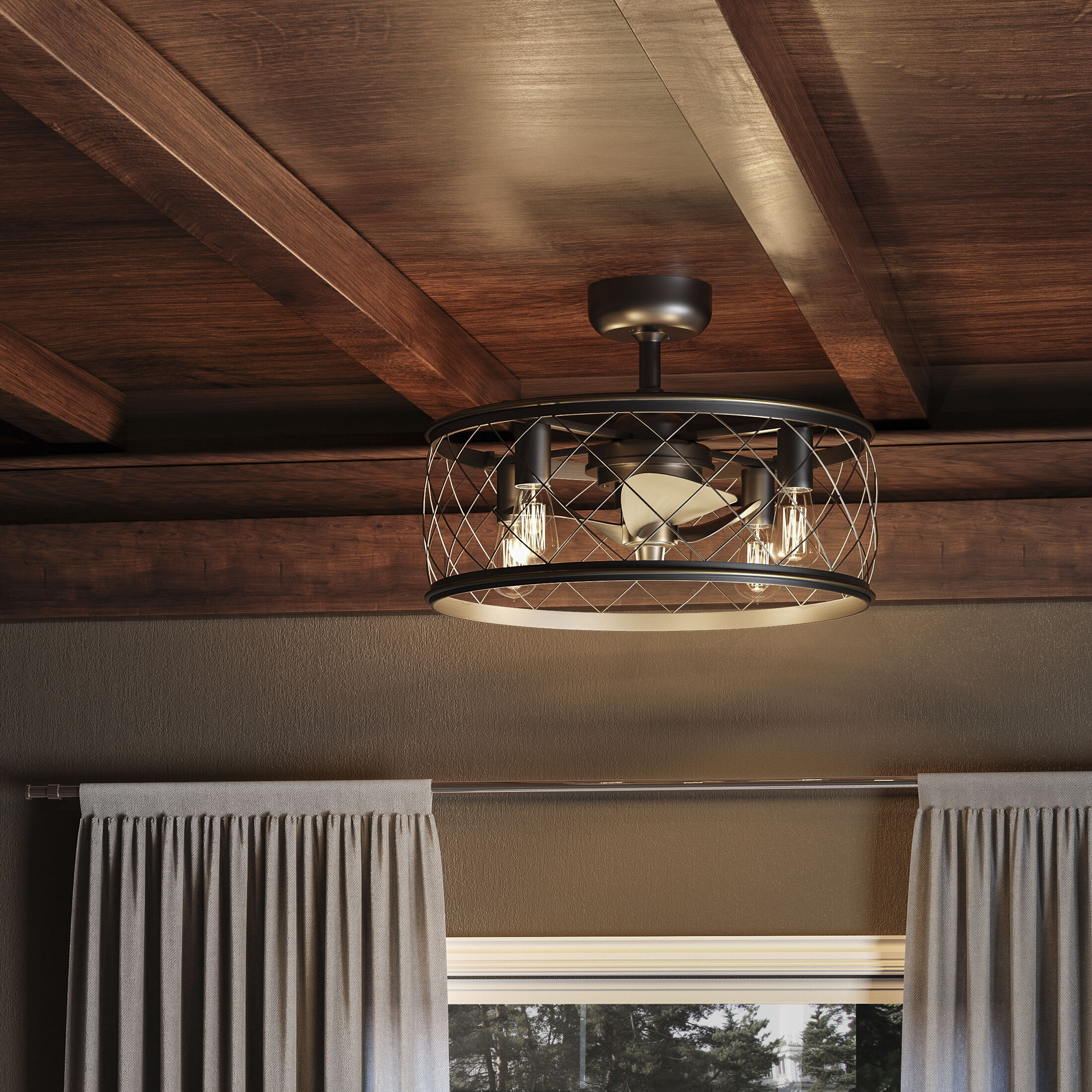 Dury 22 inch Palladian Bronze with Brown Blades Fandelier