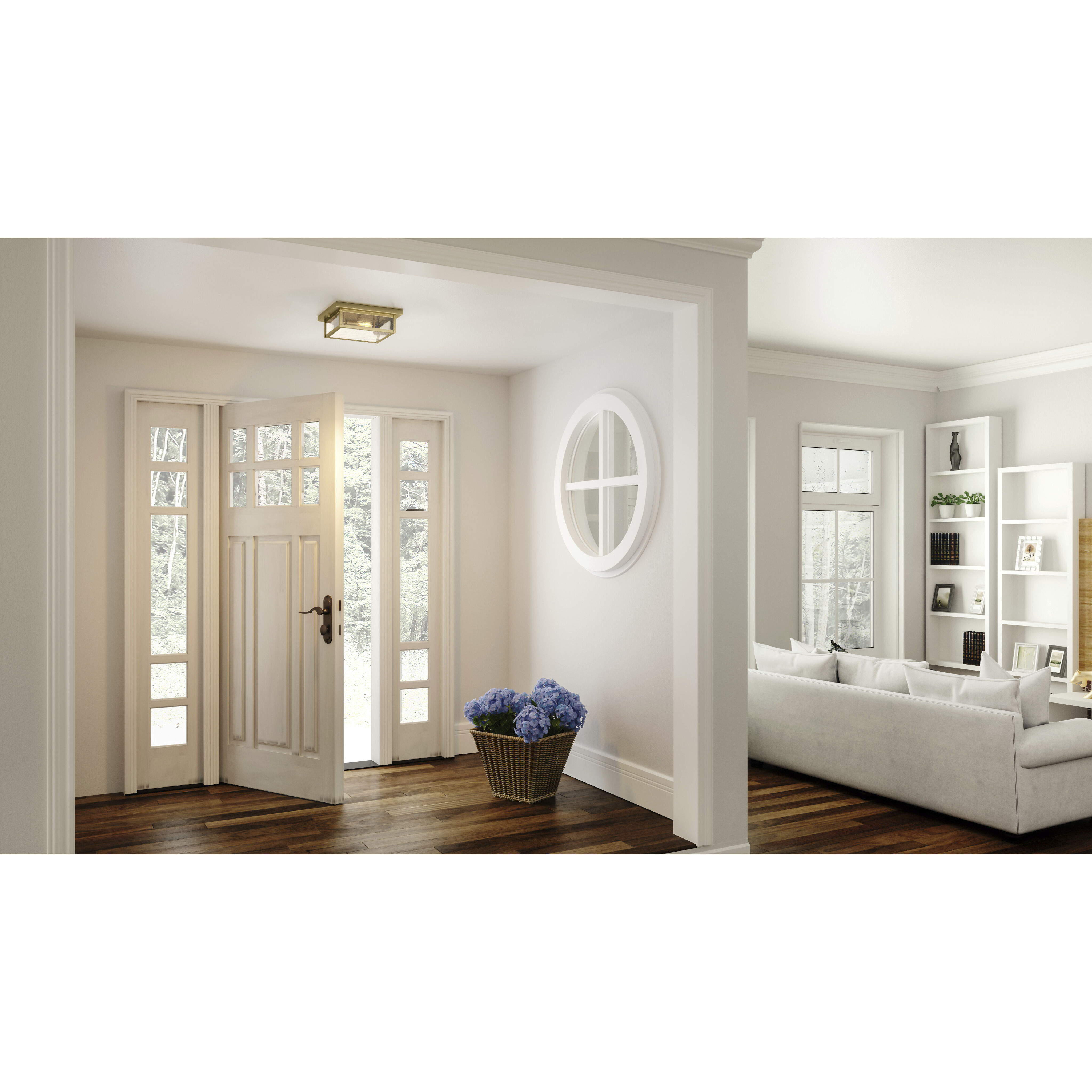 Westover 2 Light 12 inch Antique Brass Flush Mount Ceiling Light