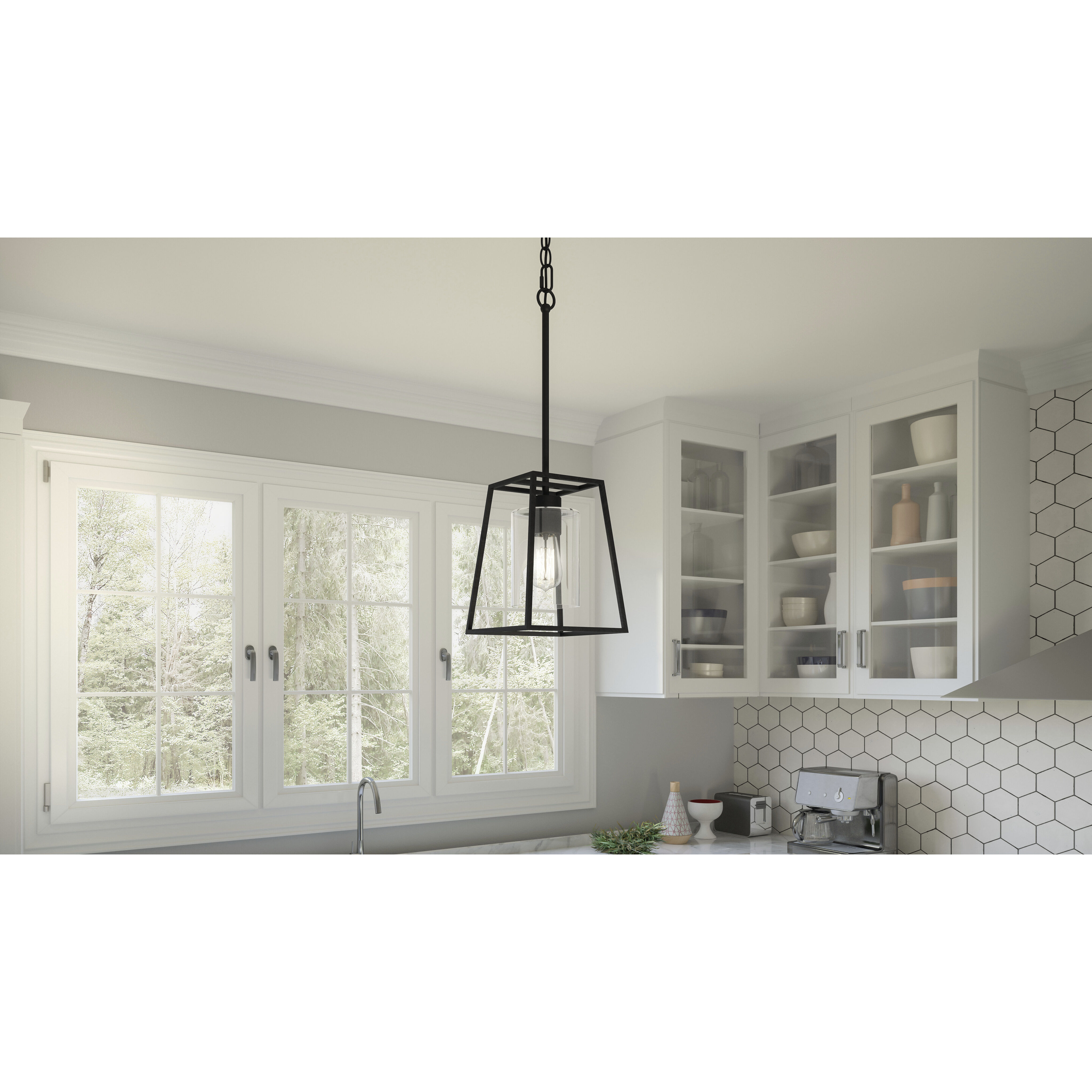 Prescott 1 Light 8 inch Matte Black Mini Pendant Ceiling Light, Small