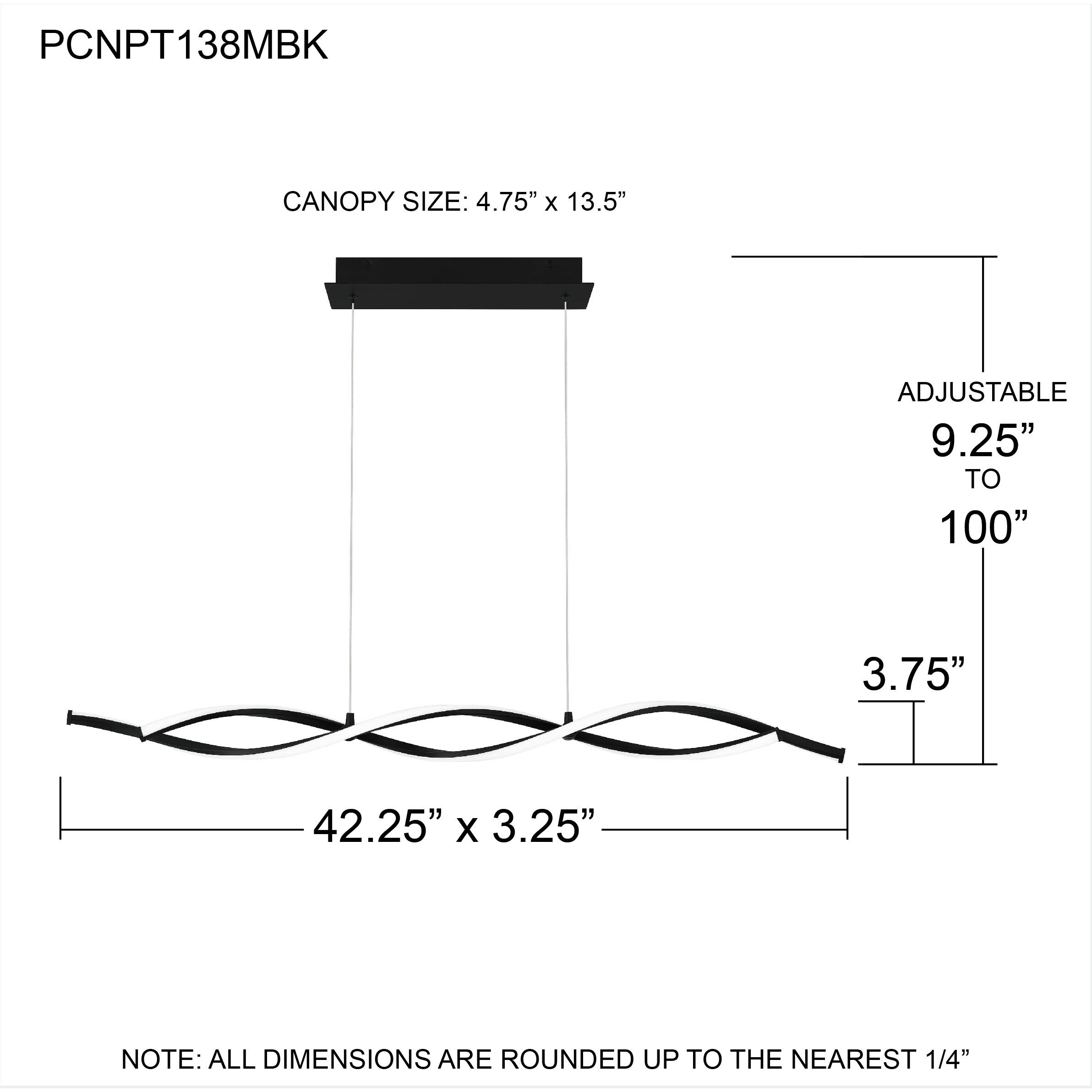 Newport 42 inch Matte Black Island Light Ceiling Light