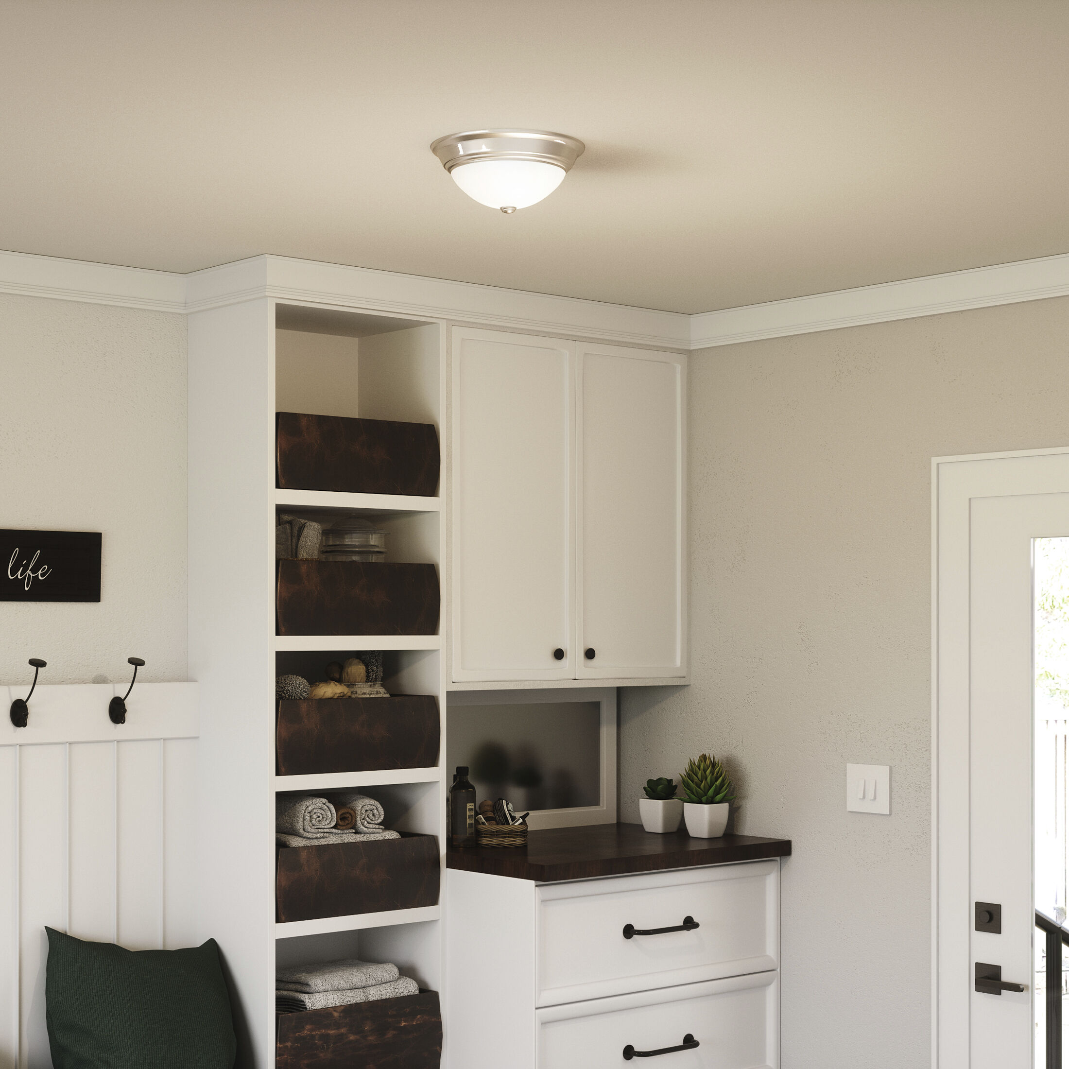 Erwin 2 Light 13 inch Brushed Nickel Flush Mount Ceiling Light