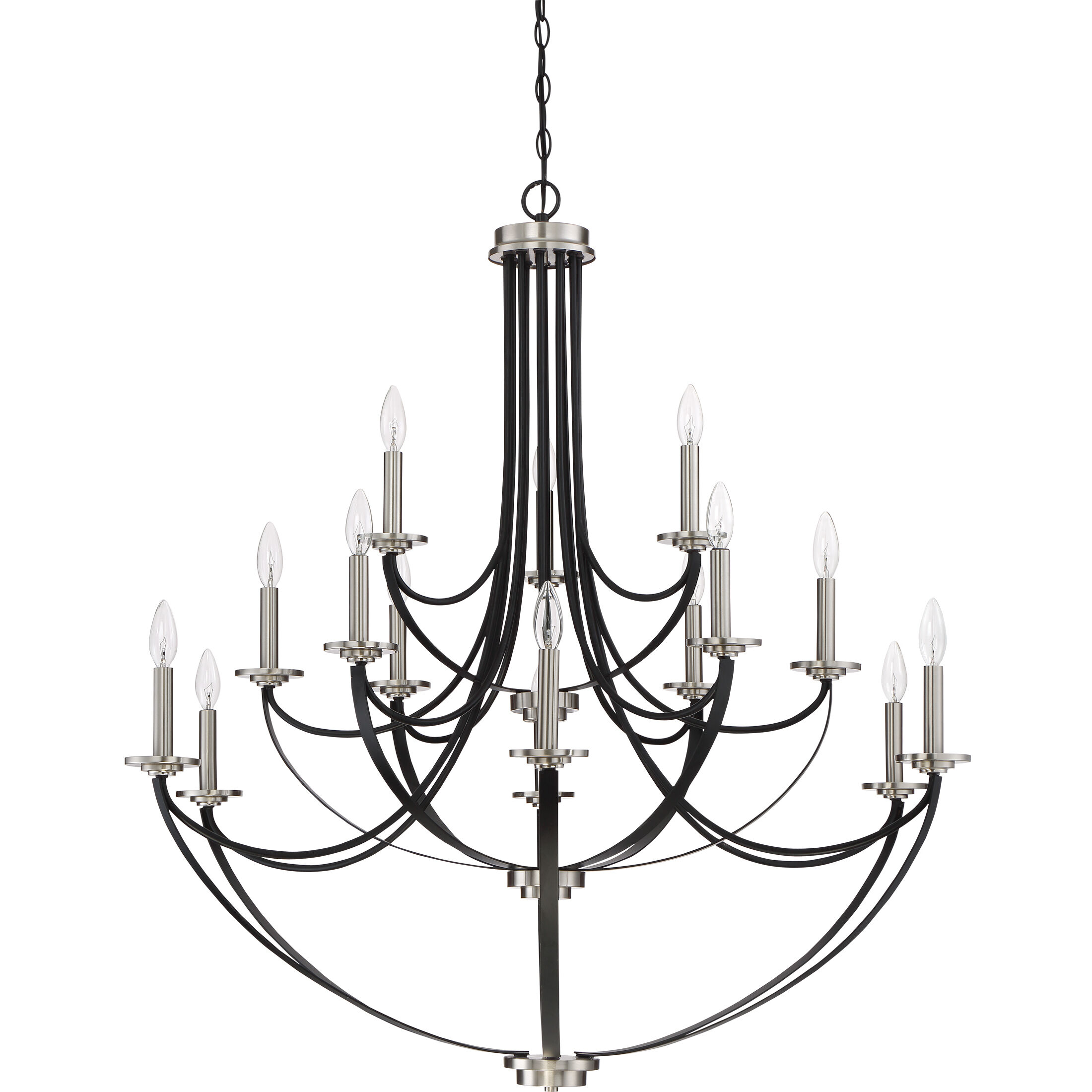 Alana 15 Light 41 inch Mystic Black Chandelier Ceiling Light, Three Tier