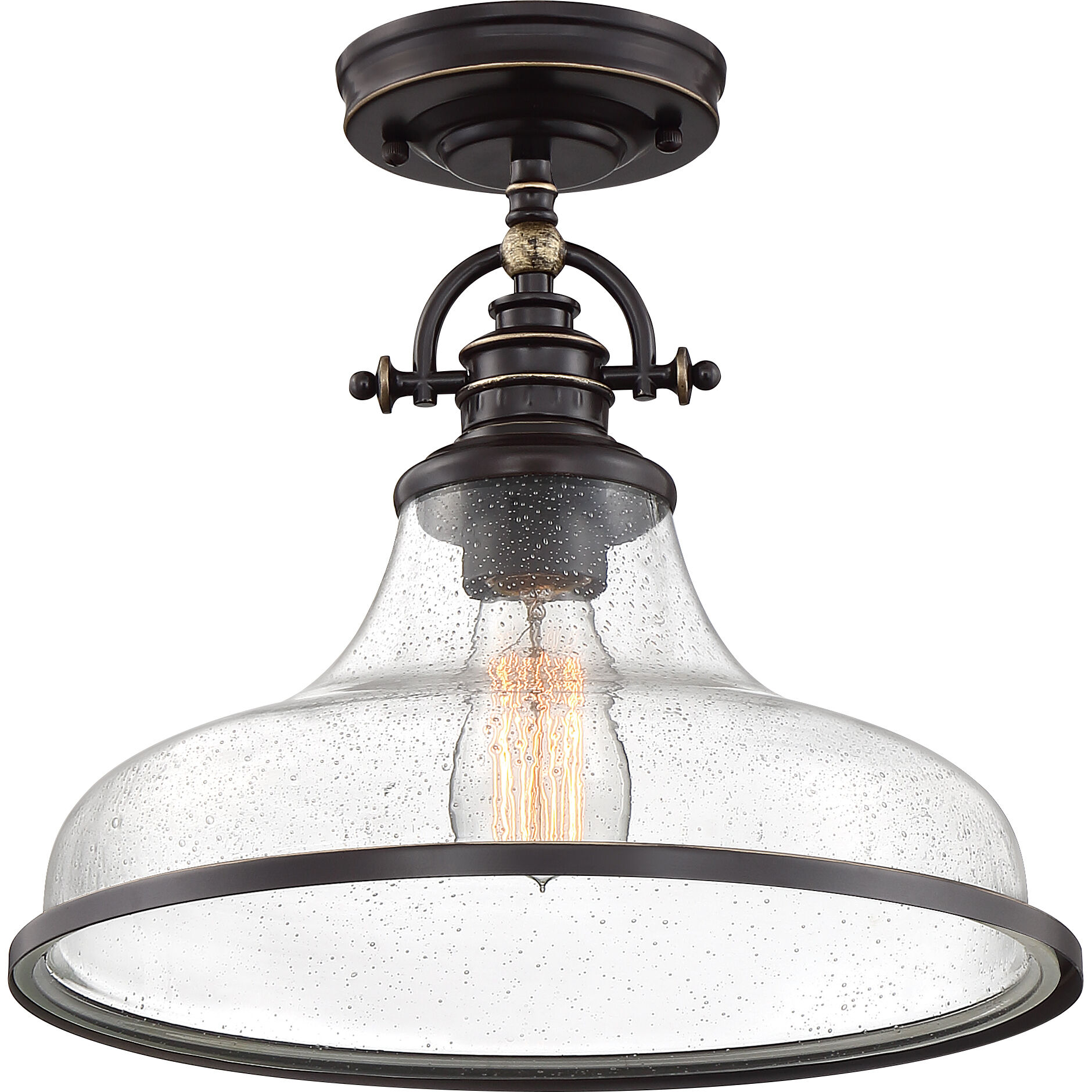 Grant 1 Light 14 inch Palladian Bronze Semi-Flush Mount Ceiling Light