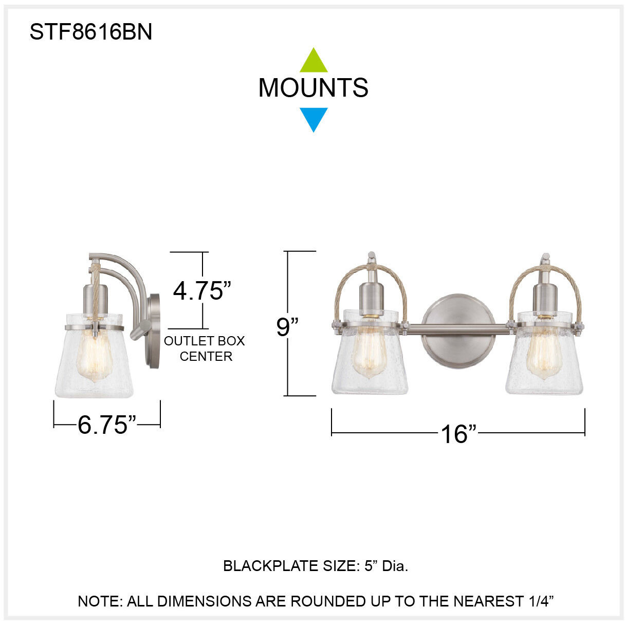 Stafford 2 Light 16 inch Brushed Nickel Bath Light Wall Light, Medium