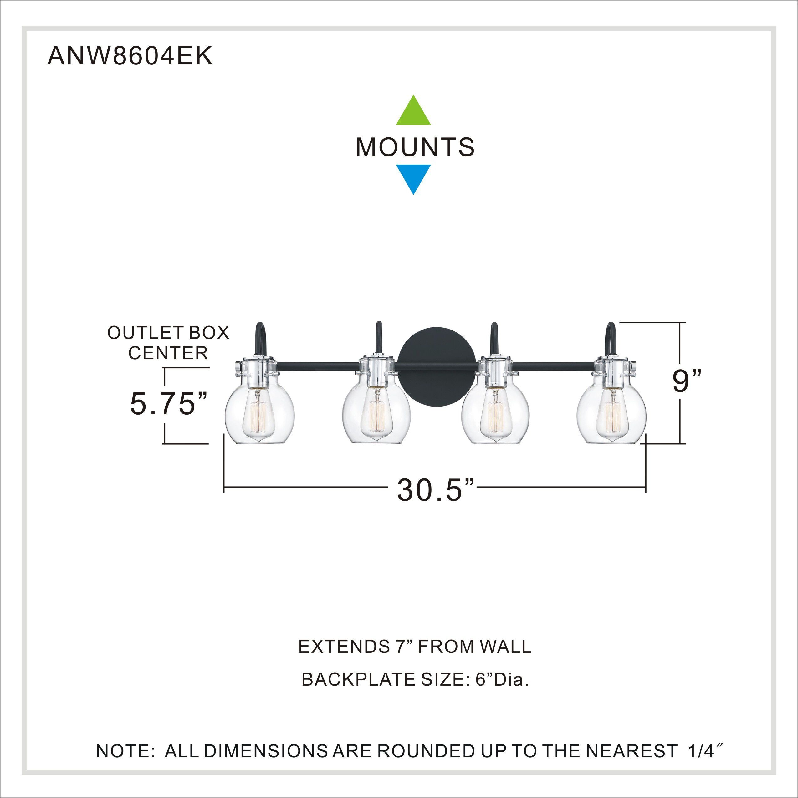 Andrews 4 Light 31 inch Earth Black Bath Light Wall Light, Extra Large