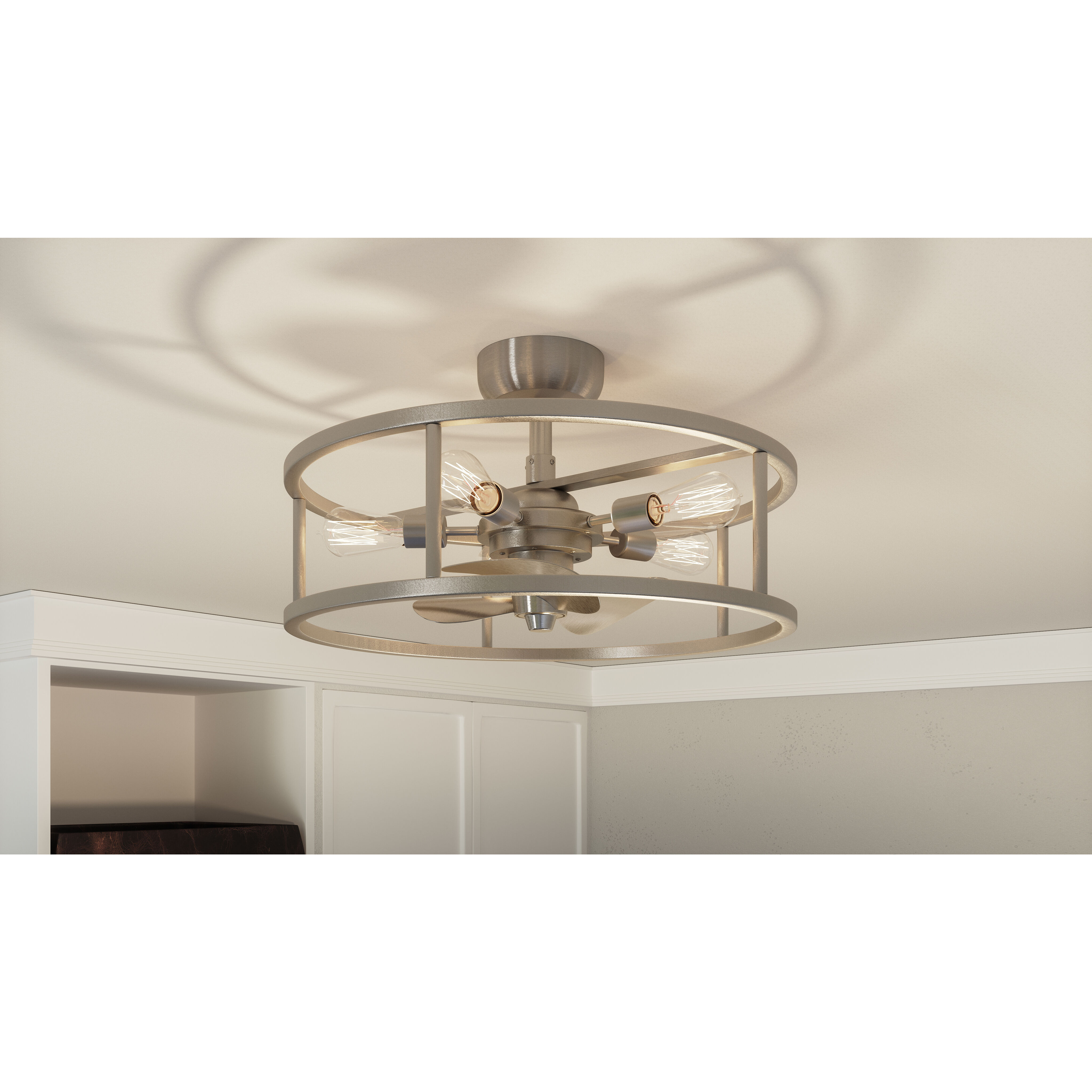 New Harbor 24 inch Brushed Nickel with Silver Blades Fandelier