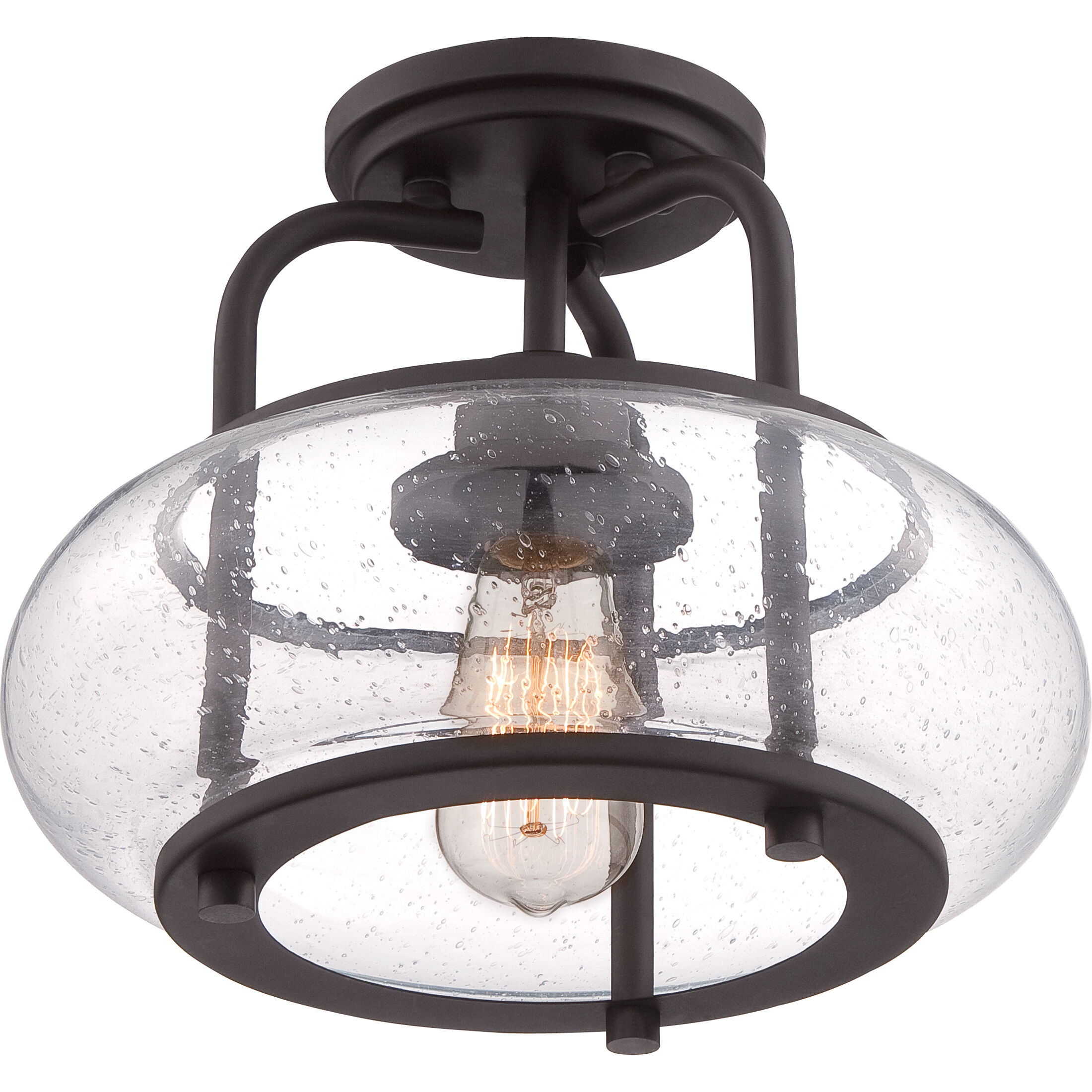 Trilogy 1 Light 12 inch Old Bronze Semi-Flush Mount Ceiling Light