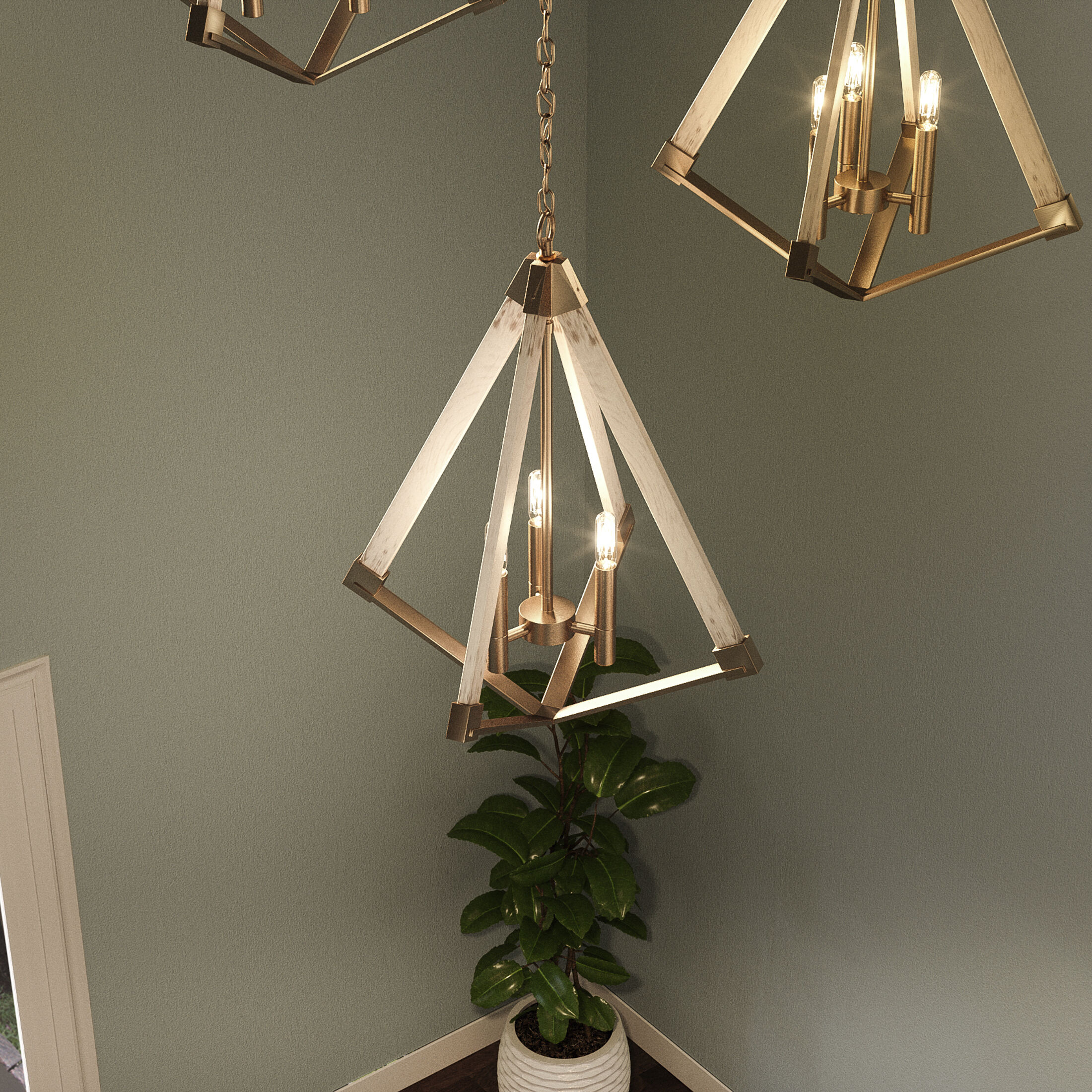 Viewpoint 3 Light 19.25 inch Weathered Brass Foyer Chandelier Ceiling Light