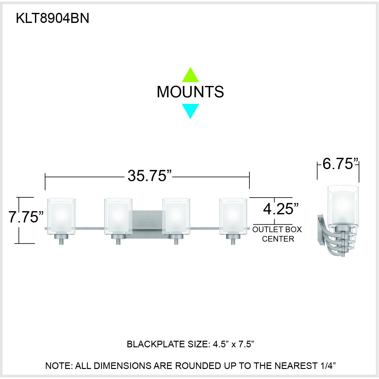 Kolt 4 Light 36 inch Brushed Nickel Bath Light Wall Light