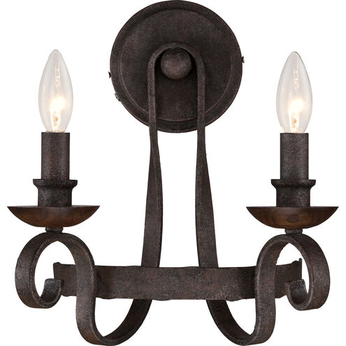 Noble 2 Light 12 inch Rustic Black Wall Sconce Wall Light