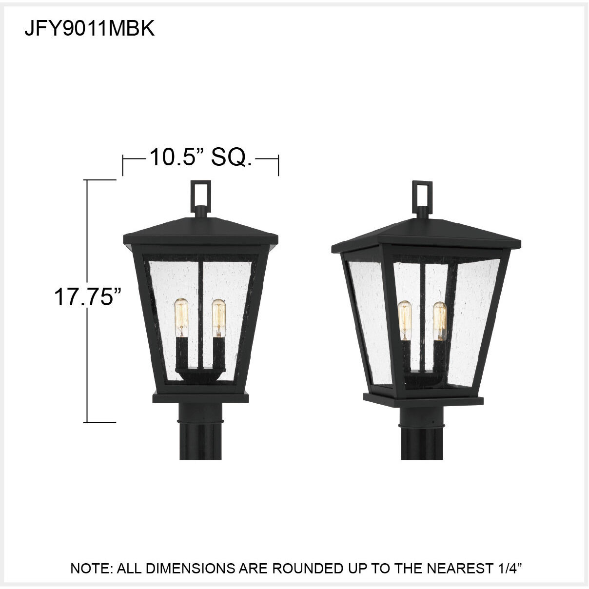 Joffrey 2 Light 17.75 inch Matte Black Outdoor Post Lantern, Large