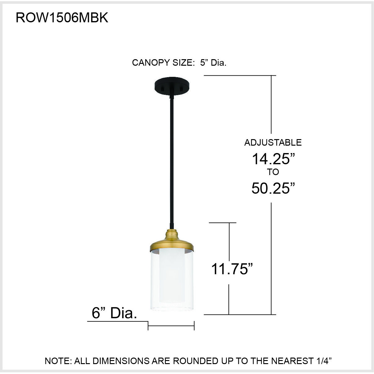 Rowland 1 Light 6 inch Matte Black Mini Pendant Ceiling Light