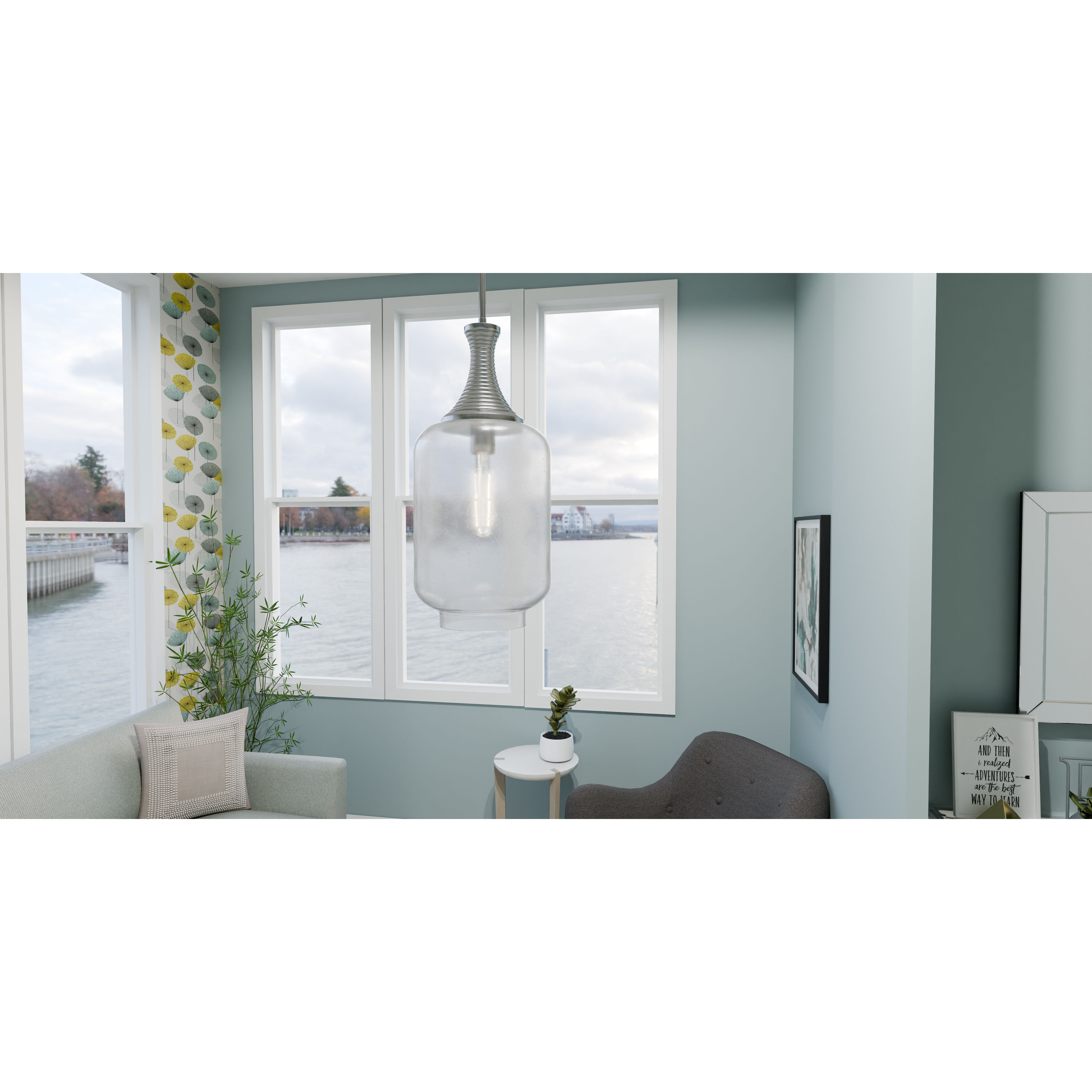 Langley 1 Light 10 inch Antique Nickel Mini Pendant Ceiling Light