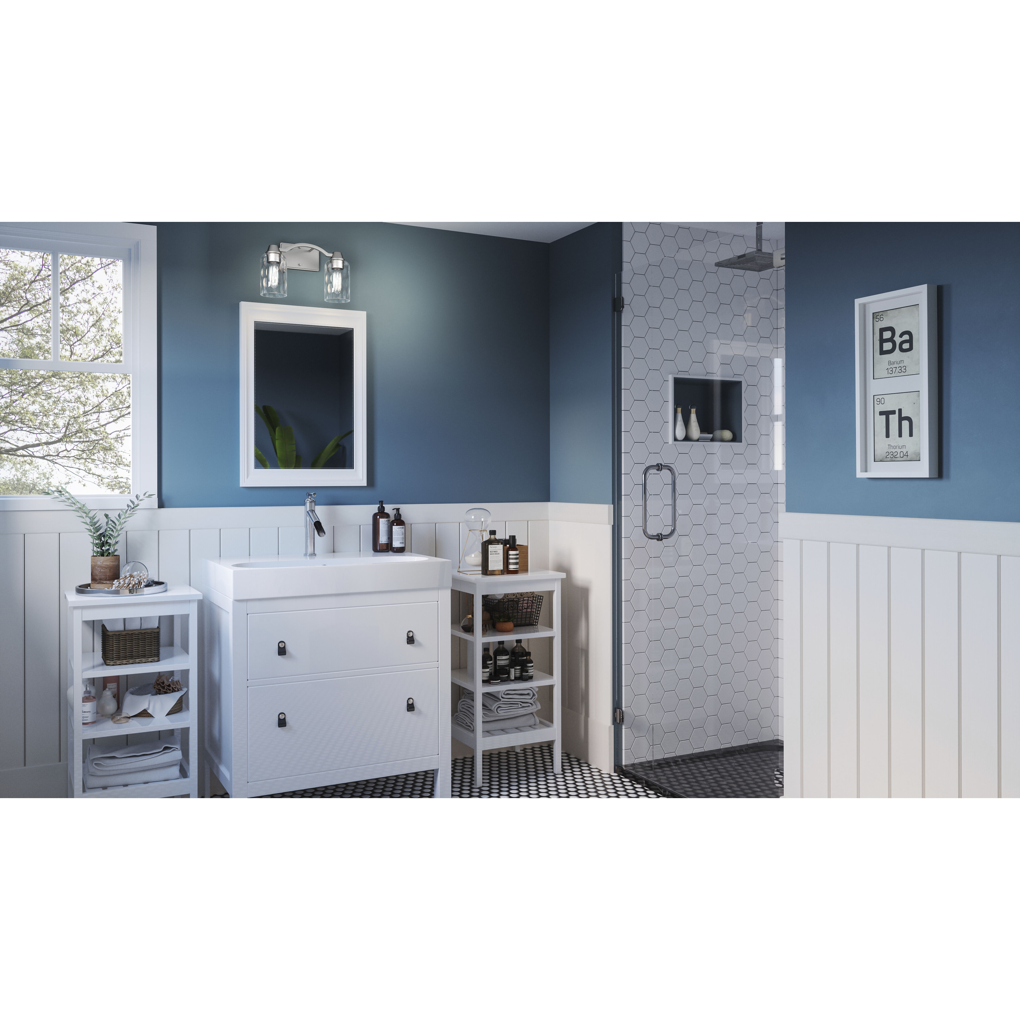 Acacia 2 Light 14 inch Brushed Nickel Bath Light Wall Light, Medium