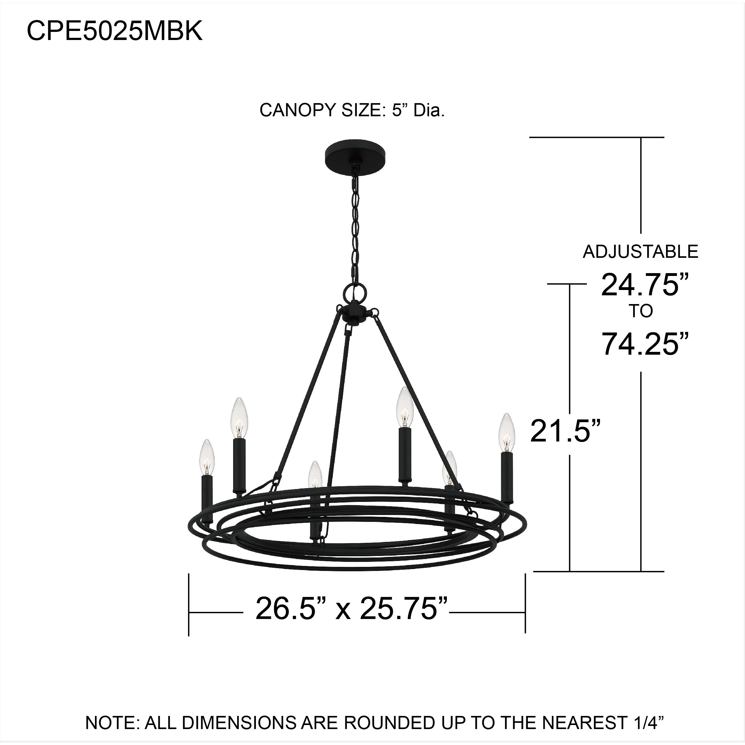 Calliope 6 Light 26.5 inch Matte Black Chandelier Ceiling Light