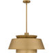 Lumi 3 Light 24 inch Brushed Weathered Brass Pendant Ceiling Light, Large