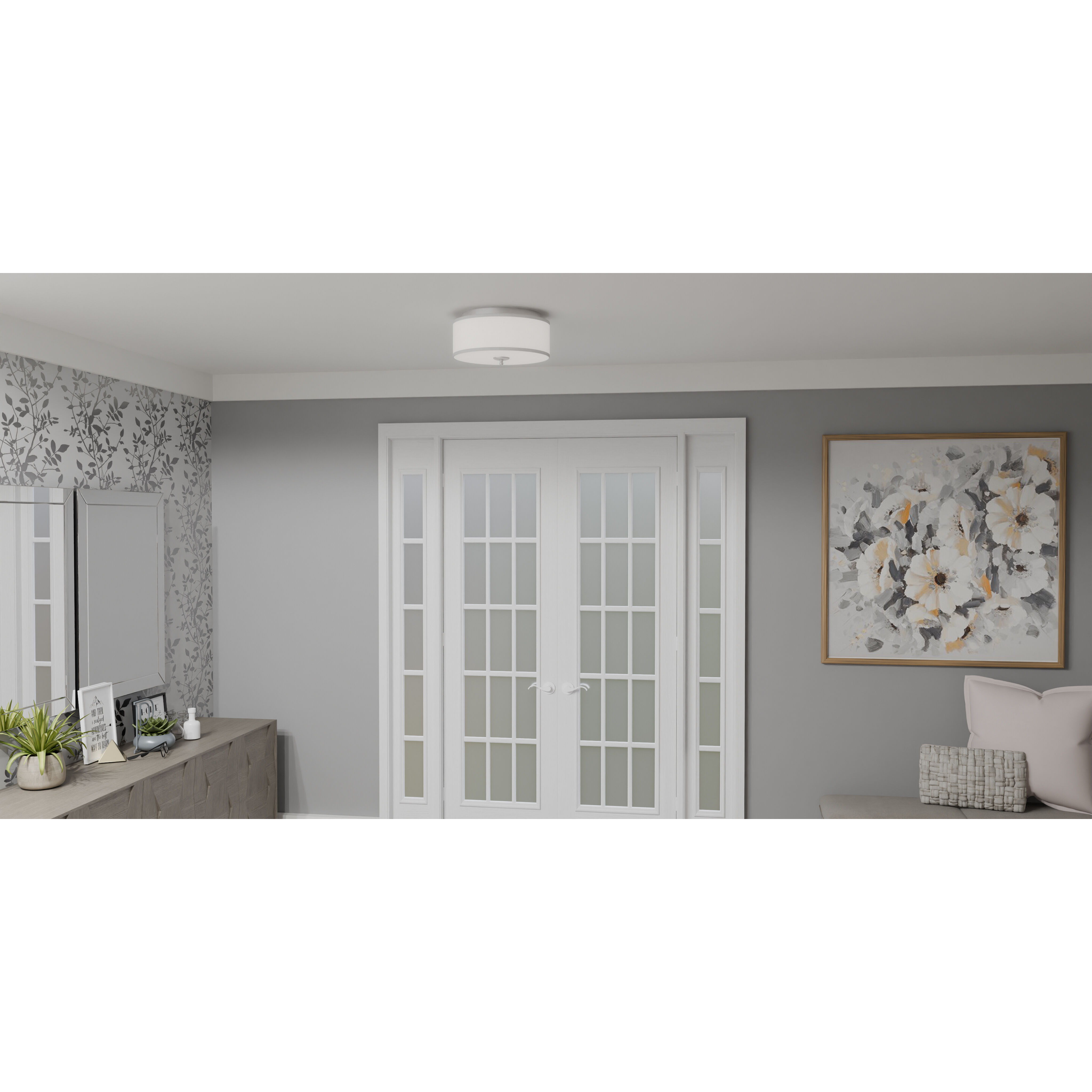 Blanche 3 Light 16 inch Brushed Nickel Flush Mount Ceiling Light, Medium