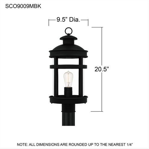 Scout 1 Light 21 inch Matte Black Outdoor Post Lantern, Large