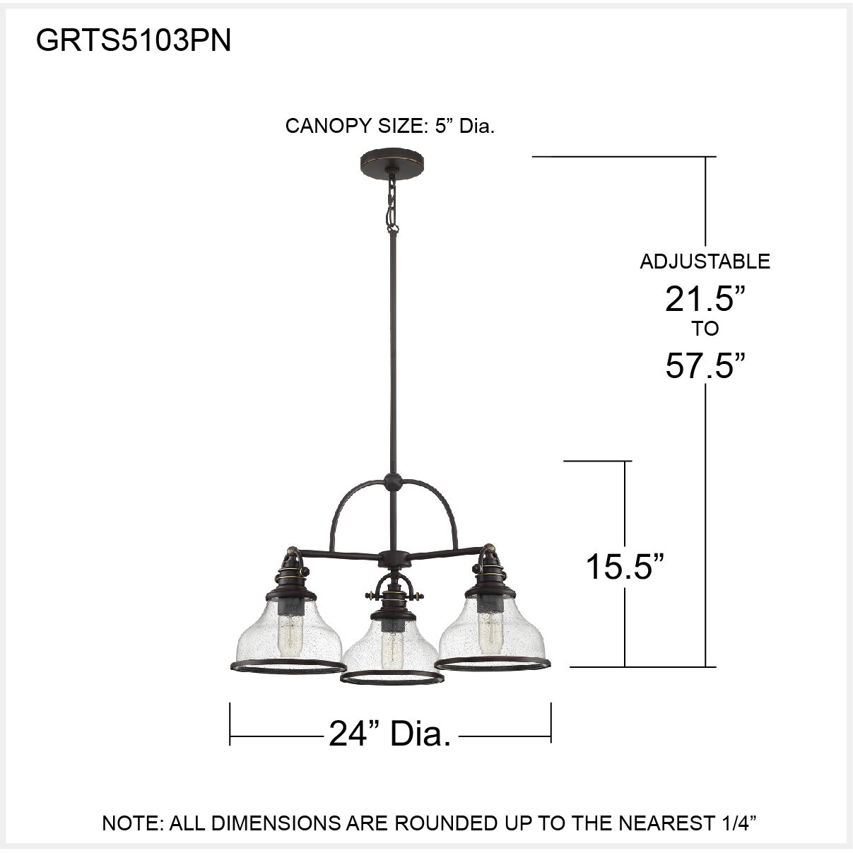 Grant 3 Light 24 inch Palladian Bronze Dinette Chandelier Ceiling Light with Seedy Glass Shades