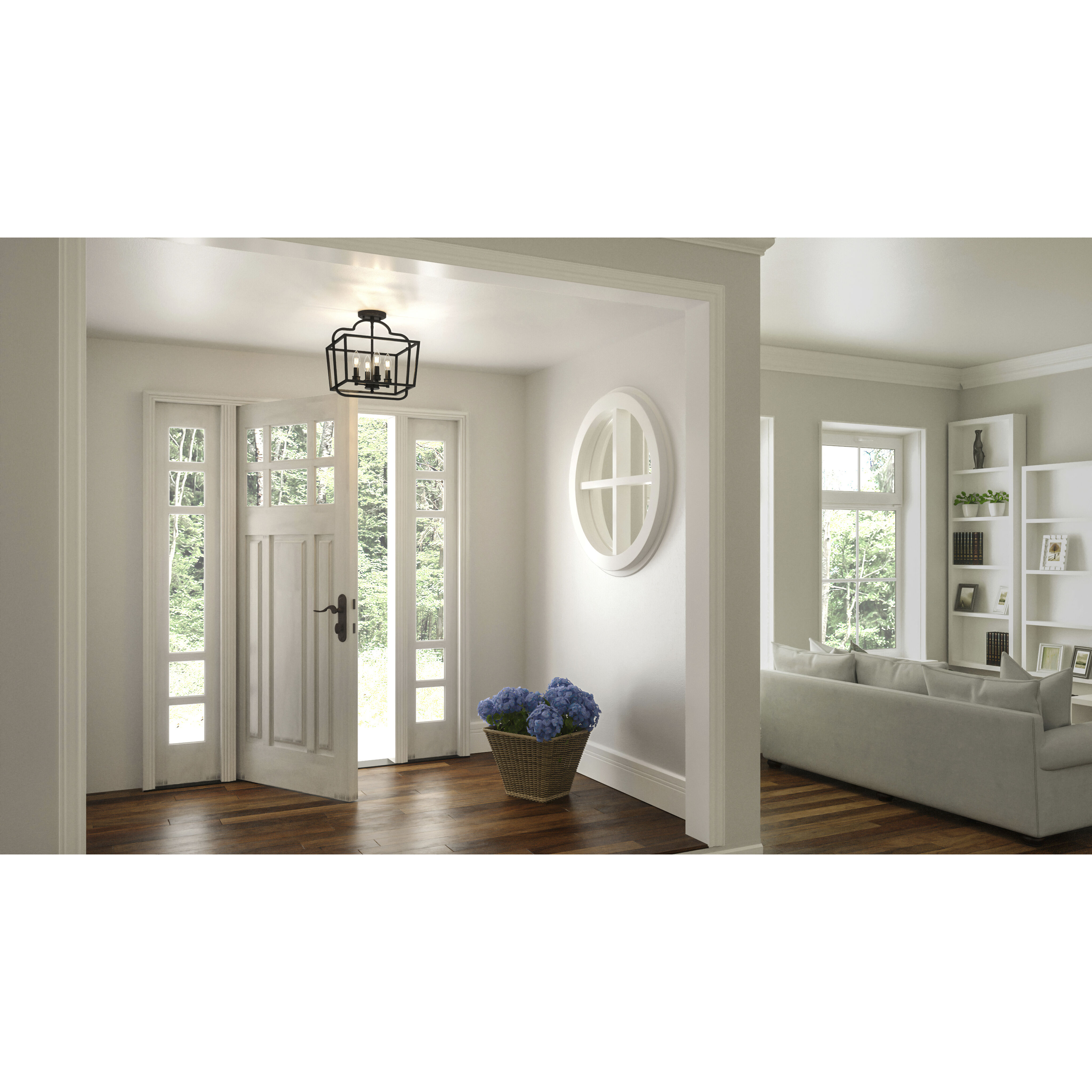 Blanche 4 Light 14 inch Matte Black Semi-Flush Mount Ceiling Light