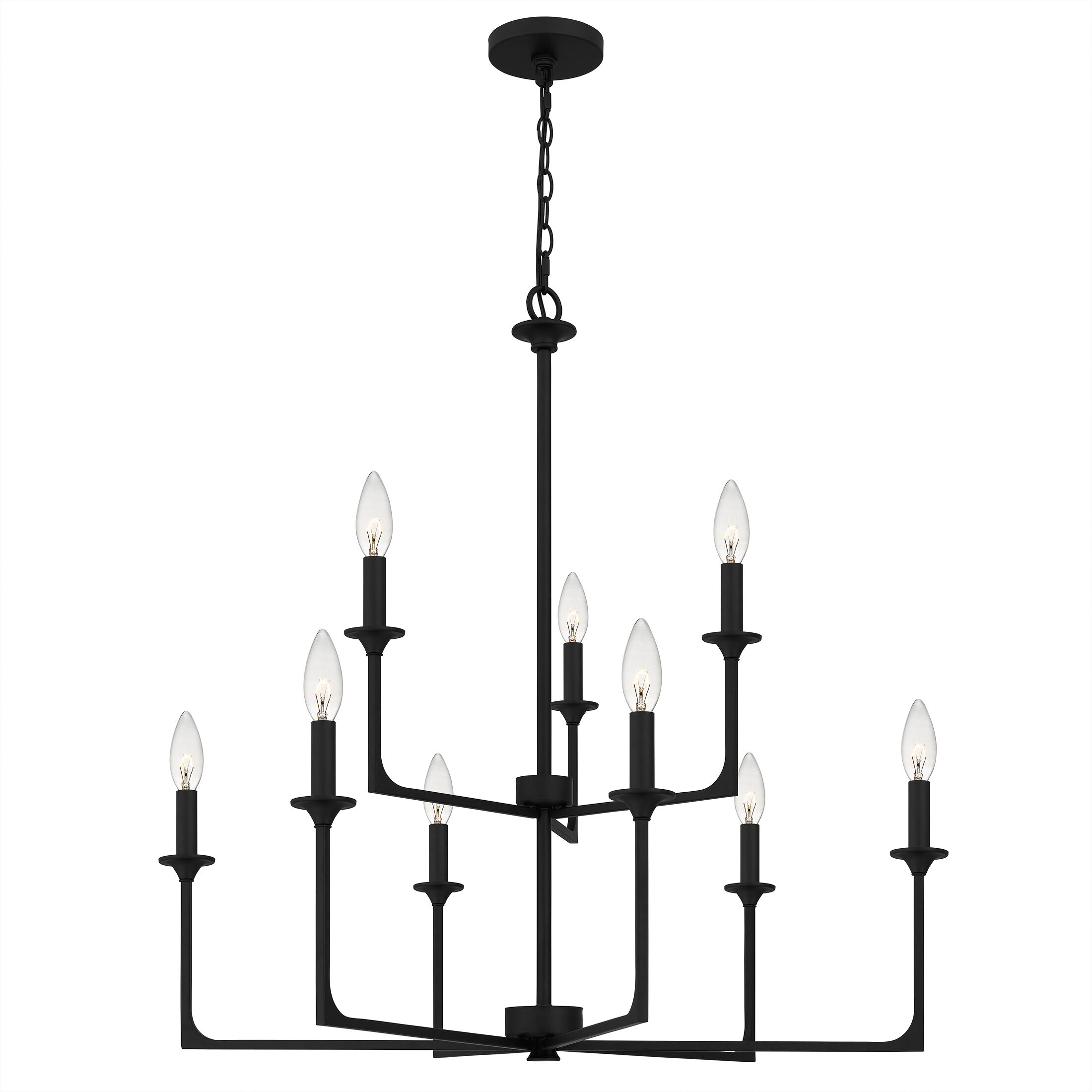 Prescott 9 Light 32 inch Matte Black Chandelier Ceiling Light