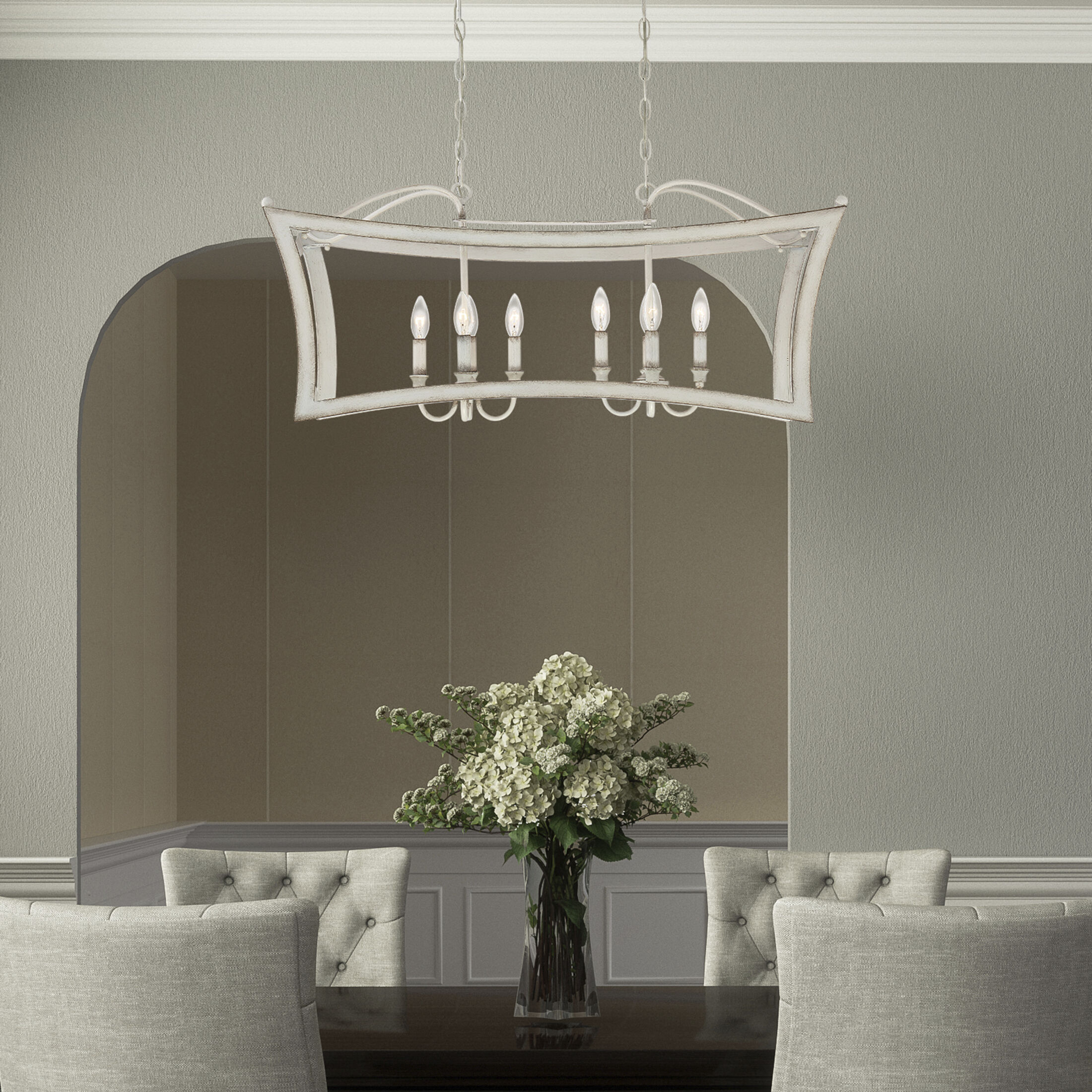 Summerford 8 Light 36 inch Antique White Island Light Ceiling Light