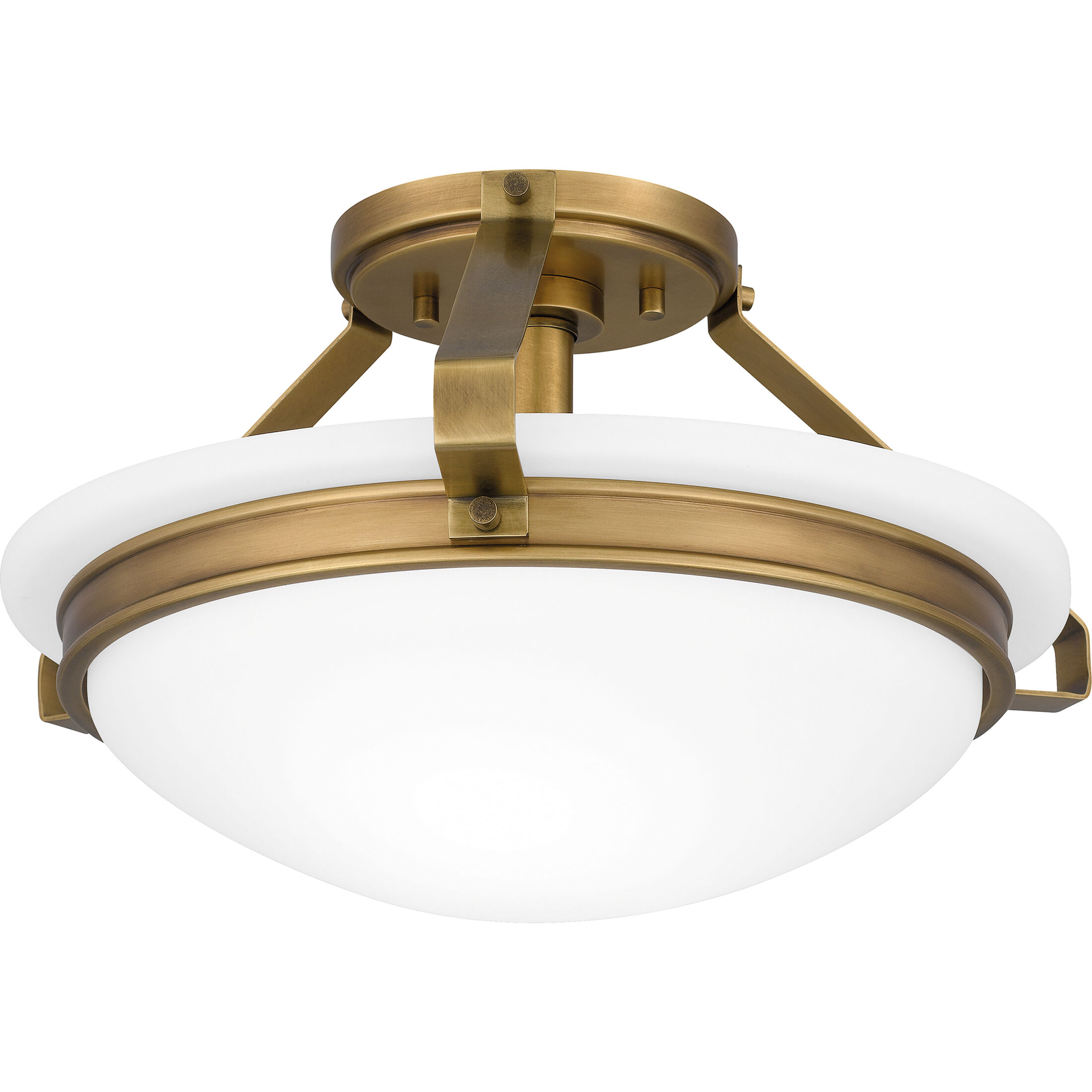 Elderwood 2 Light 15 inch Weathered Brass Semi-Flush Mount Ceiling Light