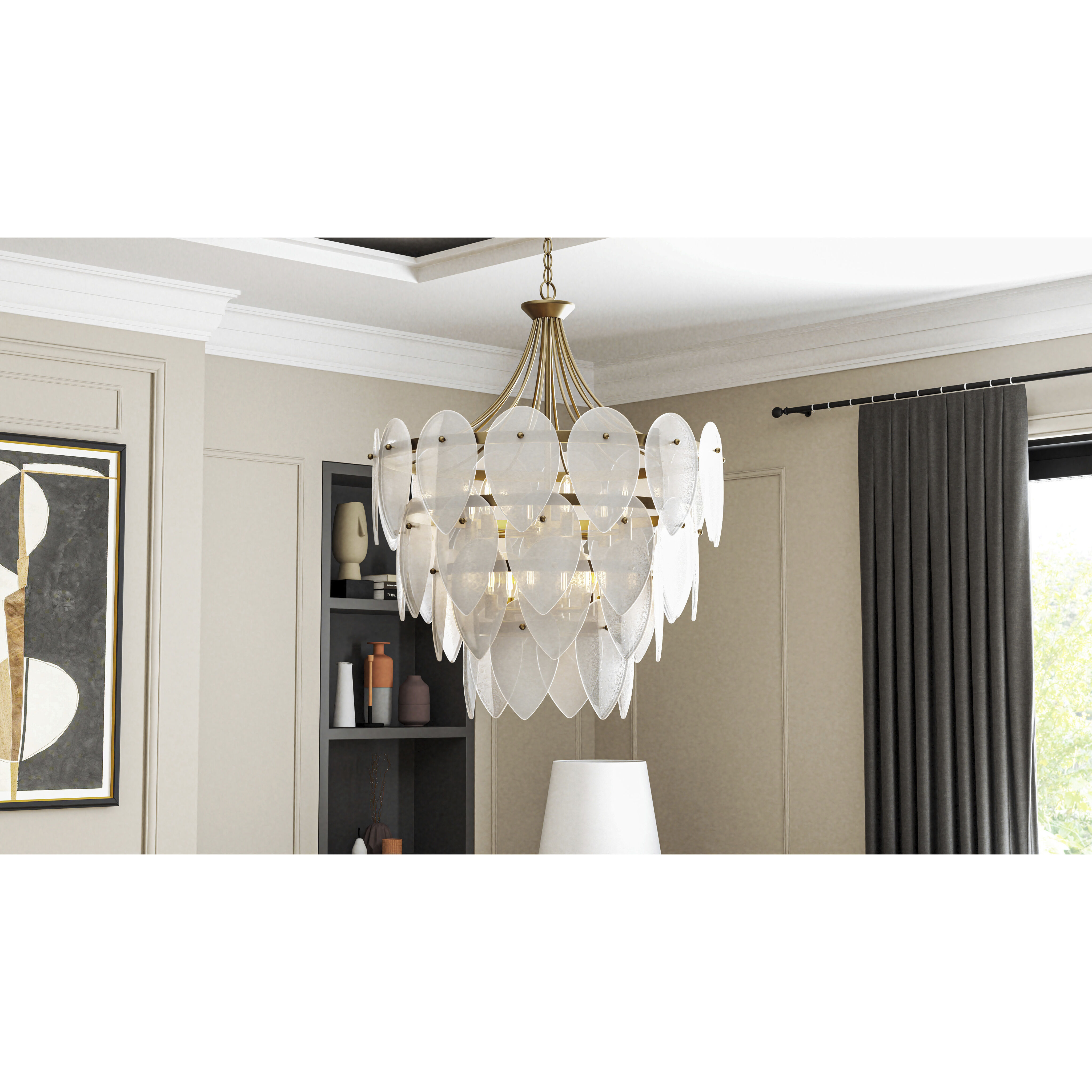 Lilestone 7 Light 28 inch Gold Leaf Pendant Ceiling Light, Large