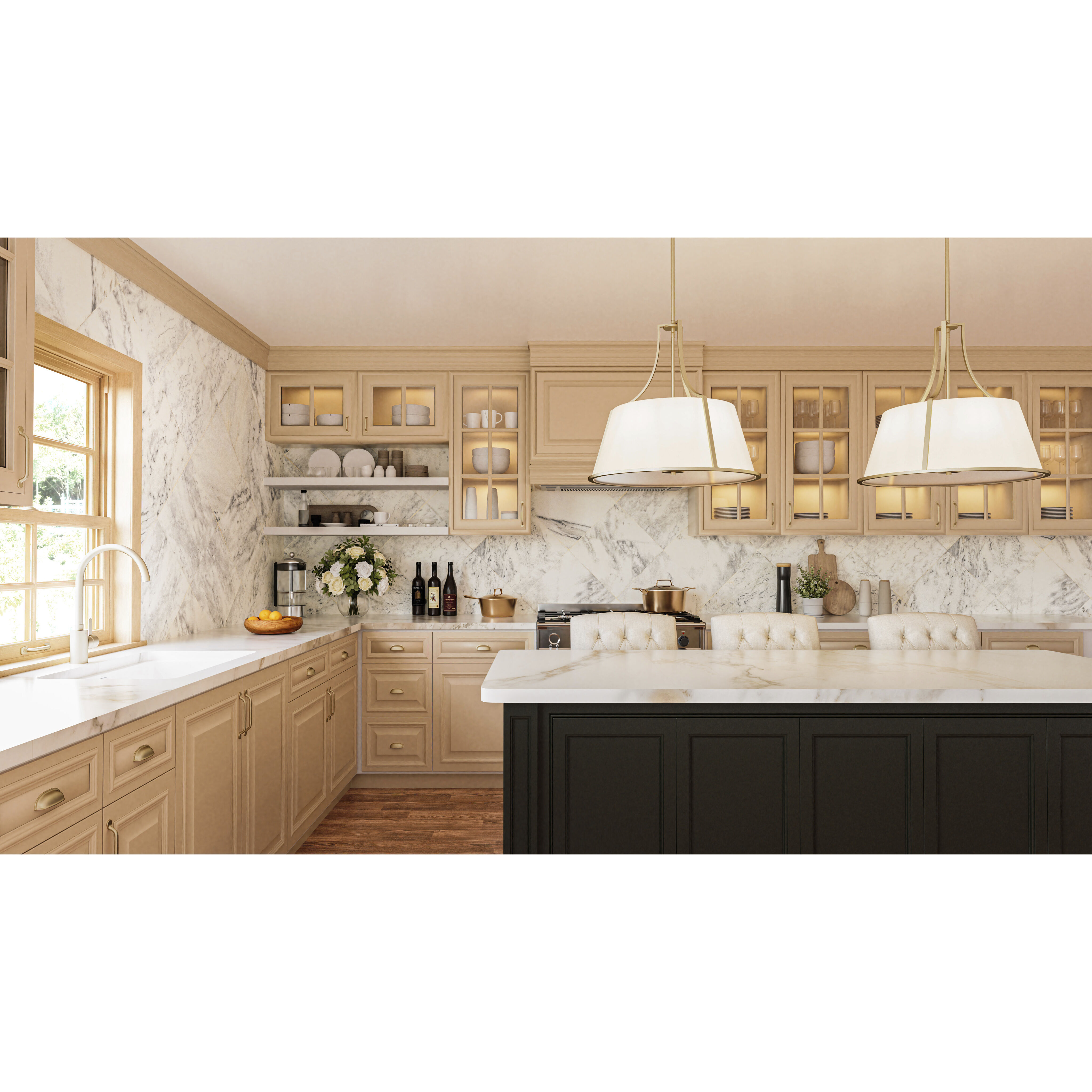 Harte 5 Light 24 inch Bronze Gold Pendant Ceiling Light, Large