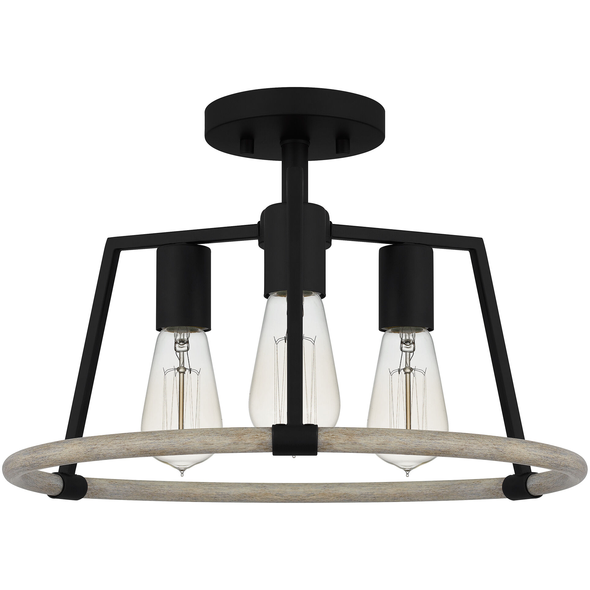 Tippet 3 Light 16 inch Matte Black Semi-Flush Mount Ceiling Light