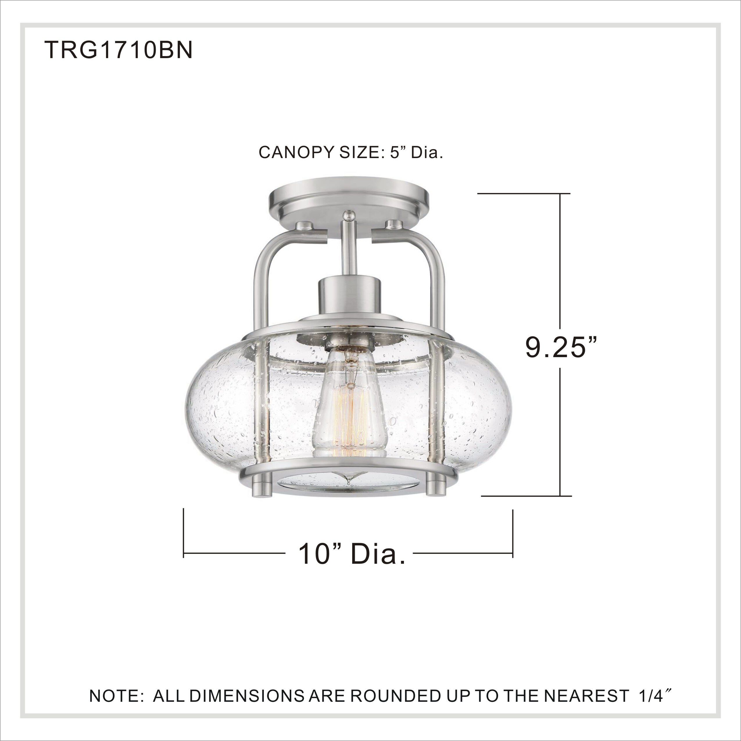 Trilogy 1 Light 10 inch Brushed Nickel Semi-Flush Mount Ceiling Light