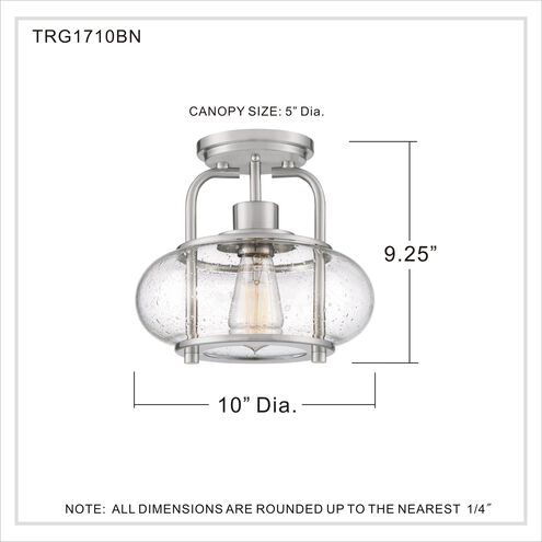 Trilogy 1 Light 10 inch Brushed Nickel Semi-Flush Mount Ceiling Light