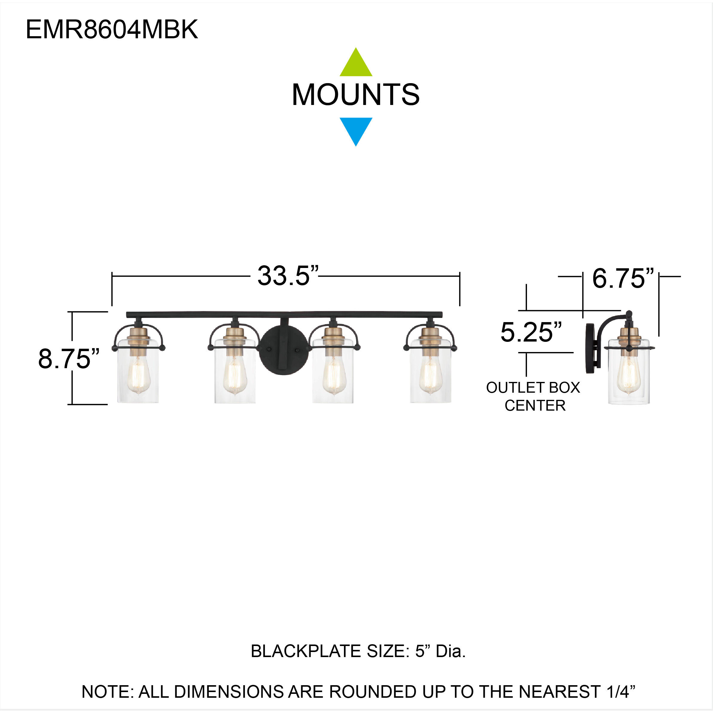 Emerson 4 Light 34 inch Matte Black Bath Light Wall Light, Extra Large