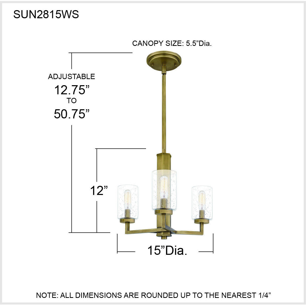 Sunburst 3 Light 15 inch Weathered Brass Pendant Ceiling Light