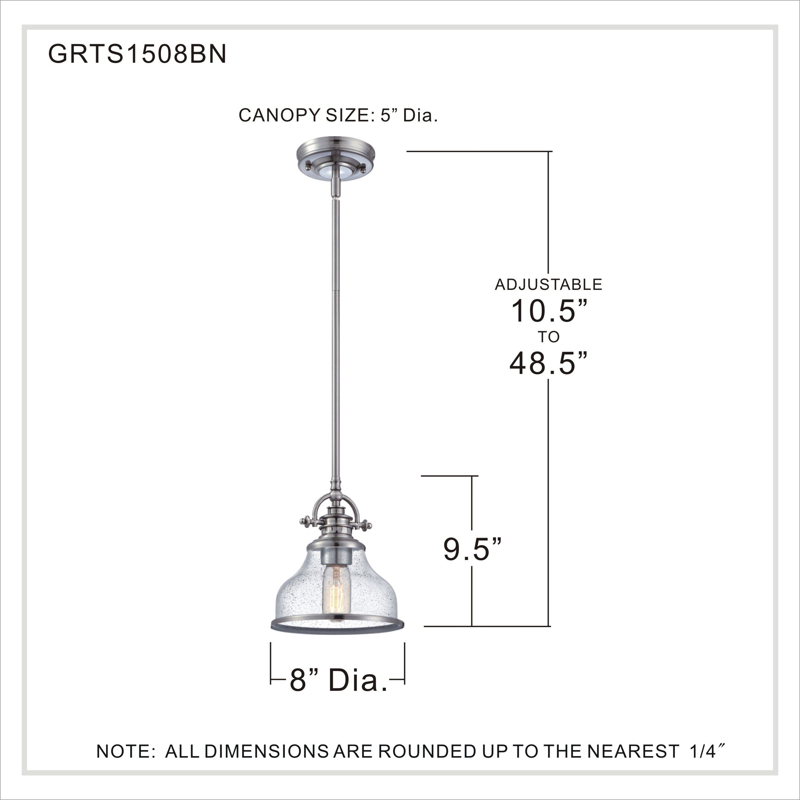 Grant 1 Light 8 inch Brushed Nickel Mini Pendant Ceiling Light