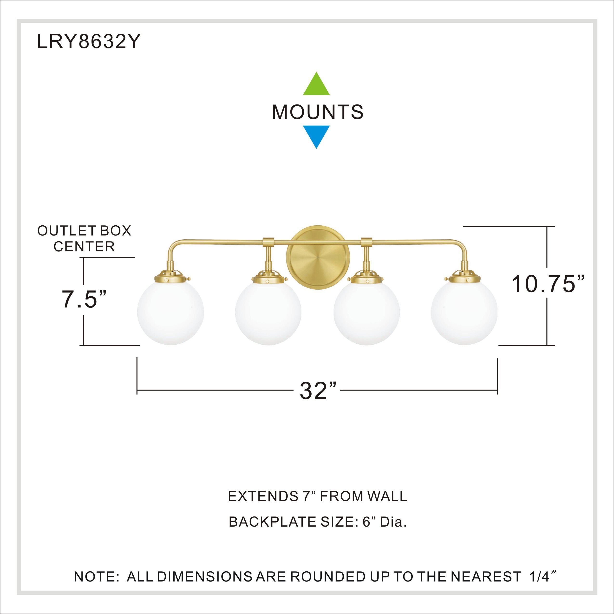 Landry 4 Light 32 inch Satin Brass Bath Light Wall Light