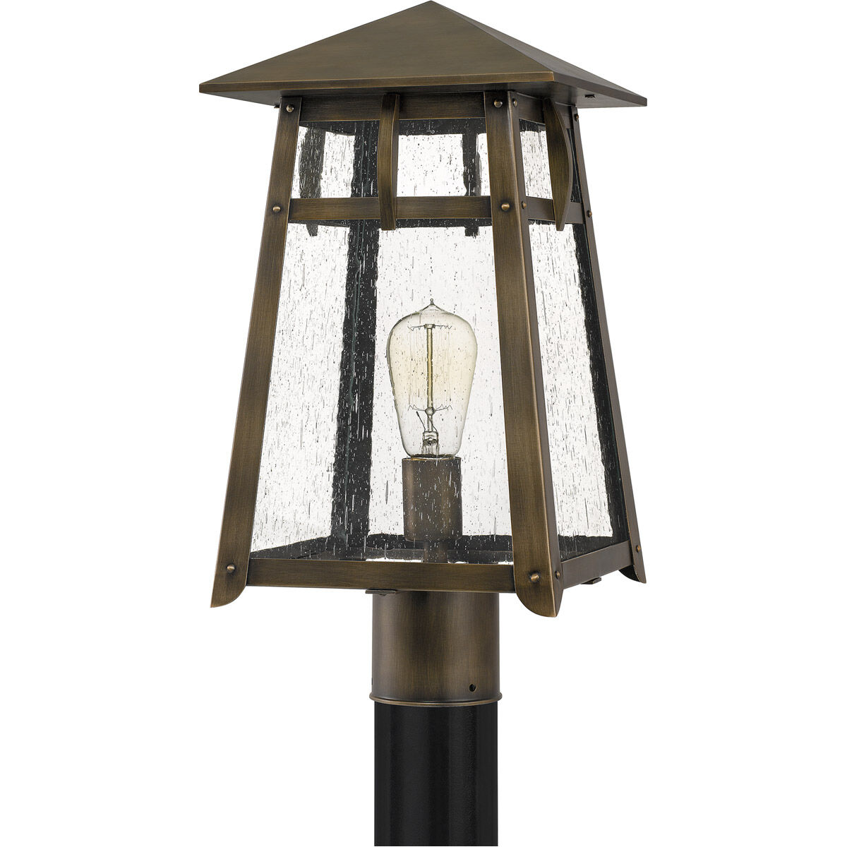 Merle 1 Light 18 inch Statuary Bronze Outdoor Post Lantern, Large
