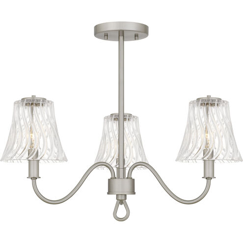 McKinney 3 Light 21.75 inch Brushed Nickel Semi-Flush Mount Ceiling Light, Extra Large