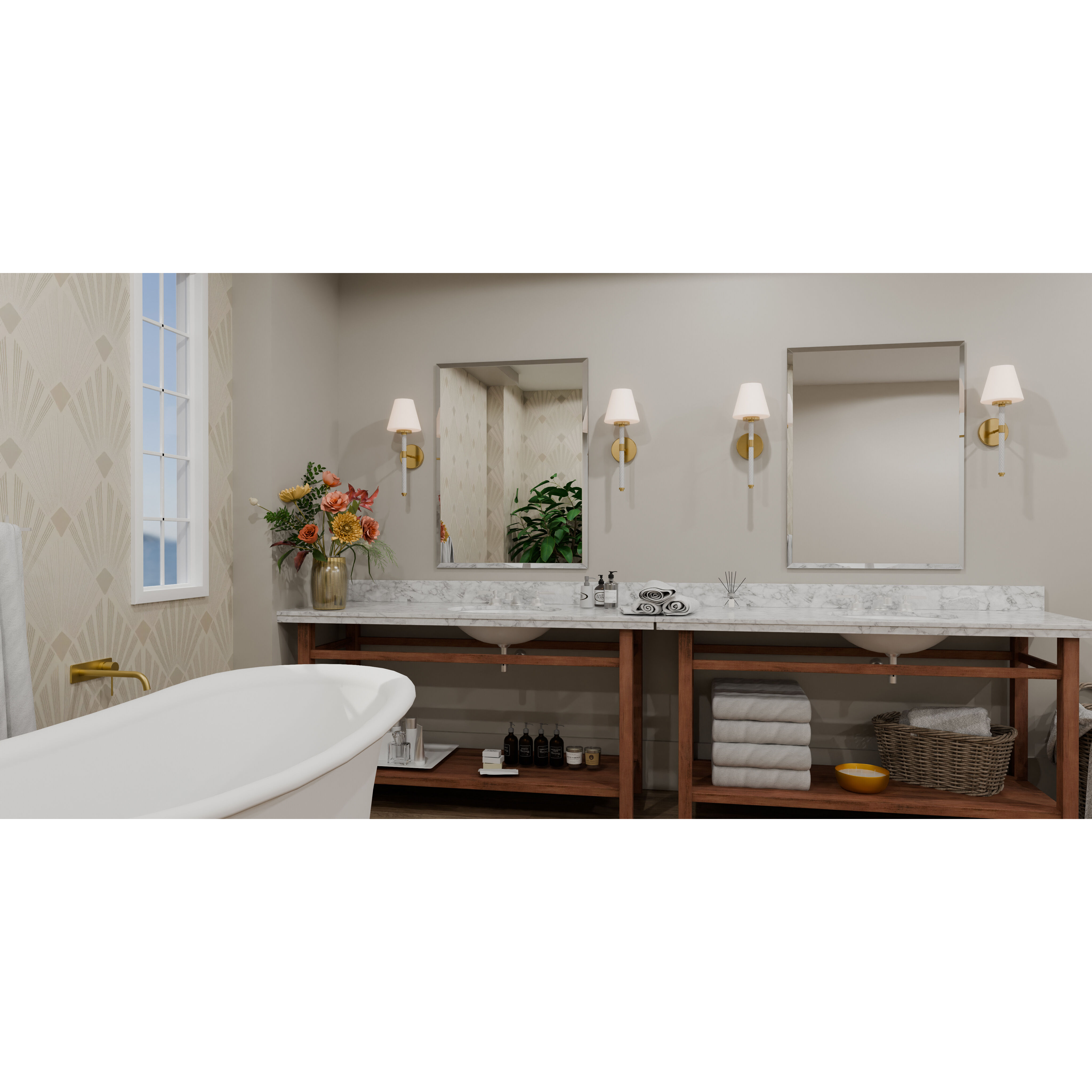 Andrea 1 Light 6.5 inch Brushed Gold Wall Sconce Wall Light, Small