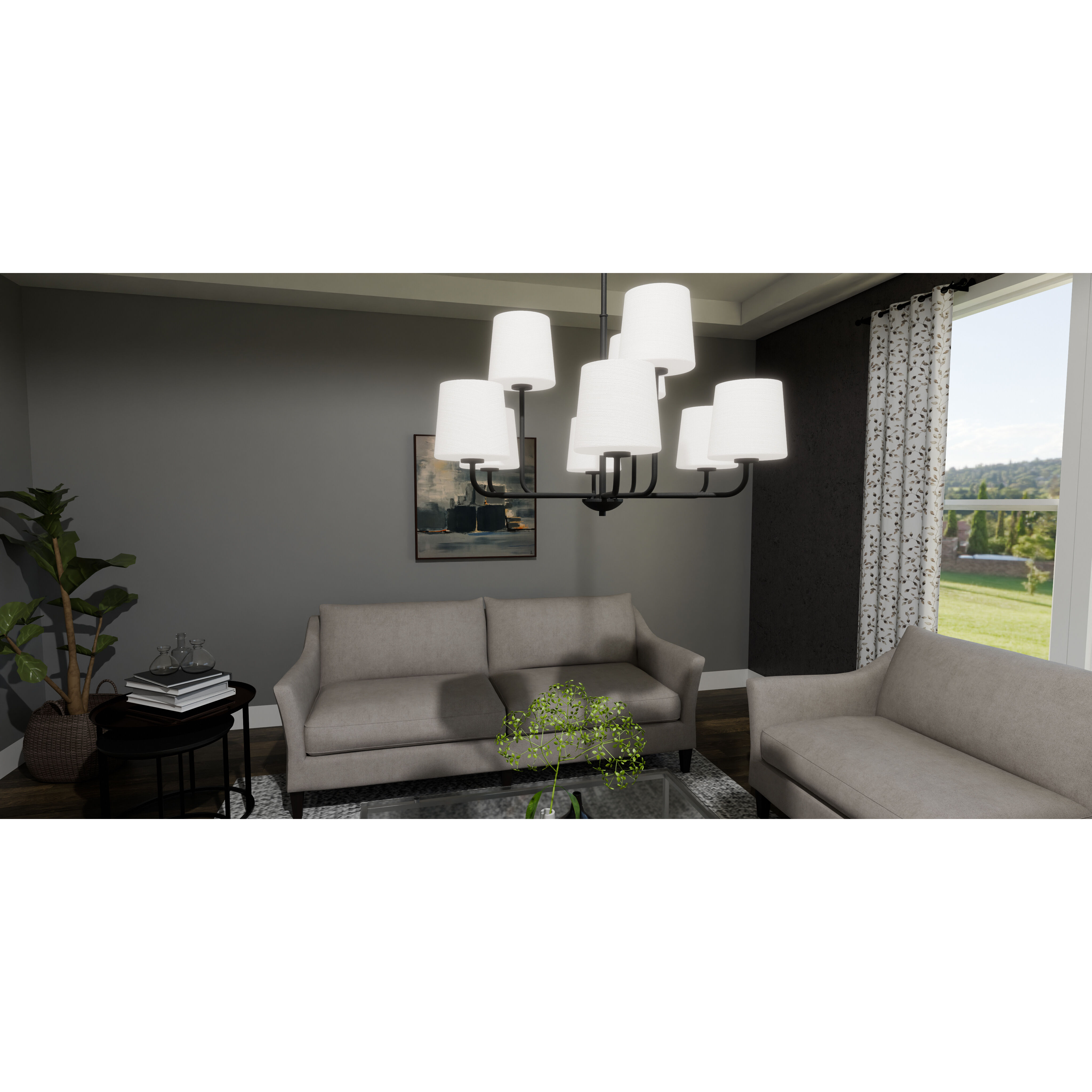 Gallagher 9 Light 32 inch Matte Black Chandelier Ceiling Light