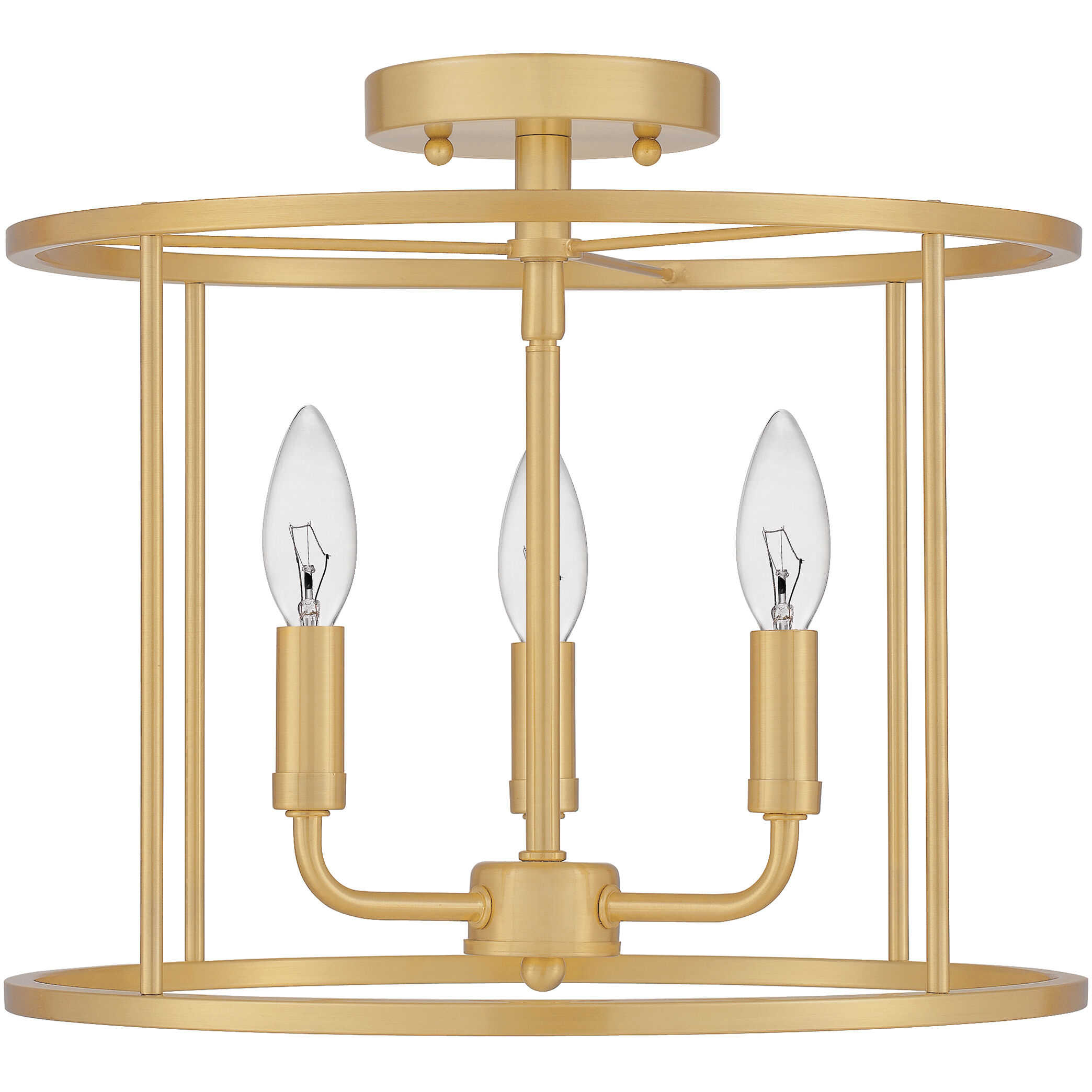 Abner 3 Light 14 inch Aged Brass Semi-Flush Mount Ceiling Light