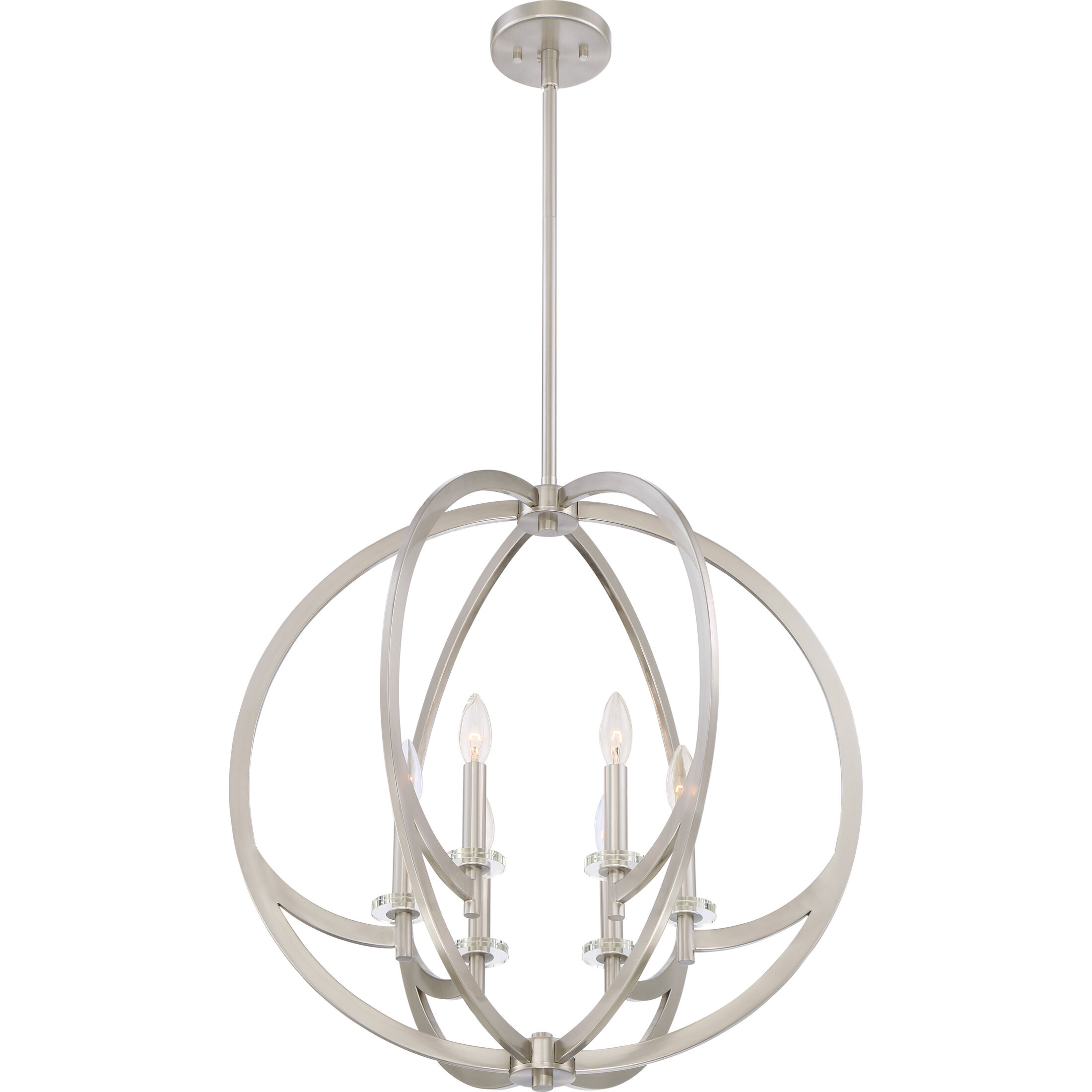 Orion 6 Light 24 inch Brushed Nickel Foyer Pendant Ceiling Light
