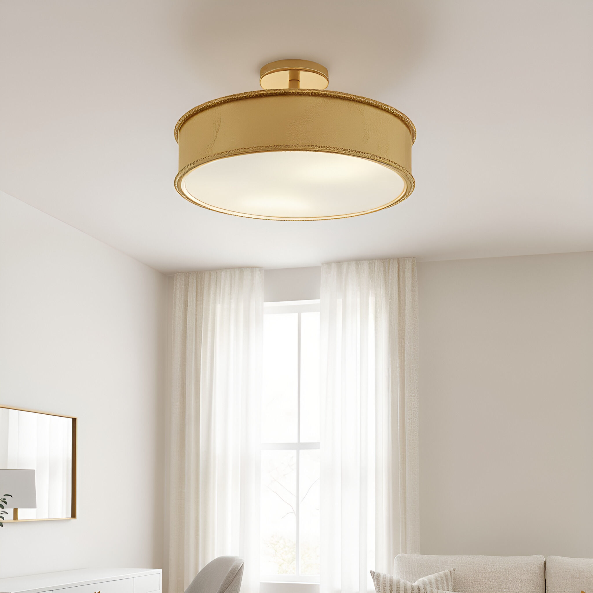 Mara 3 Light 16 inch Gold Leaf Semi-Flush Mount Ceiling Light