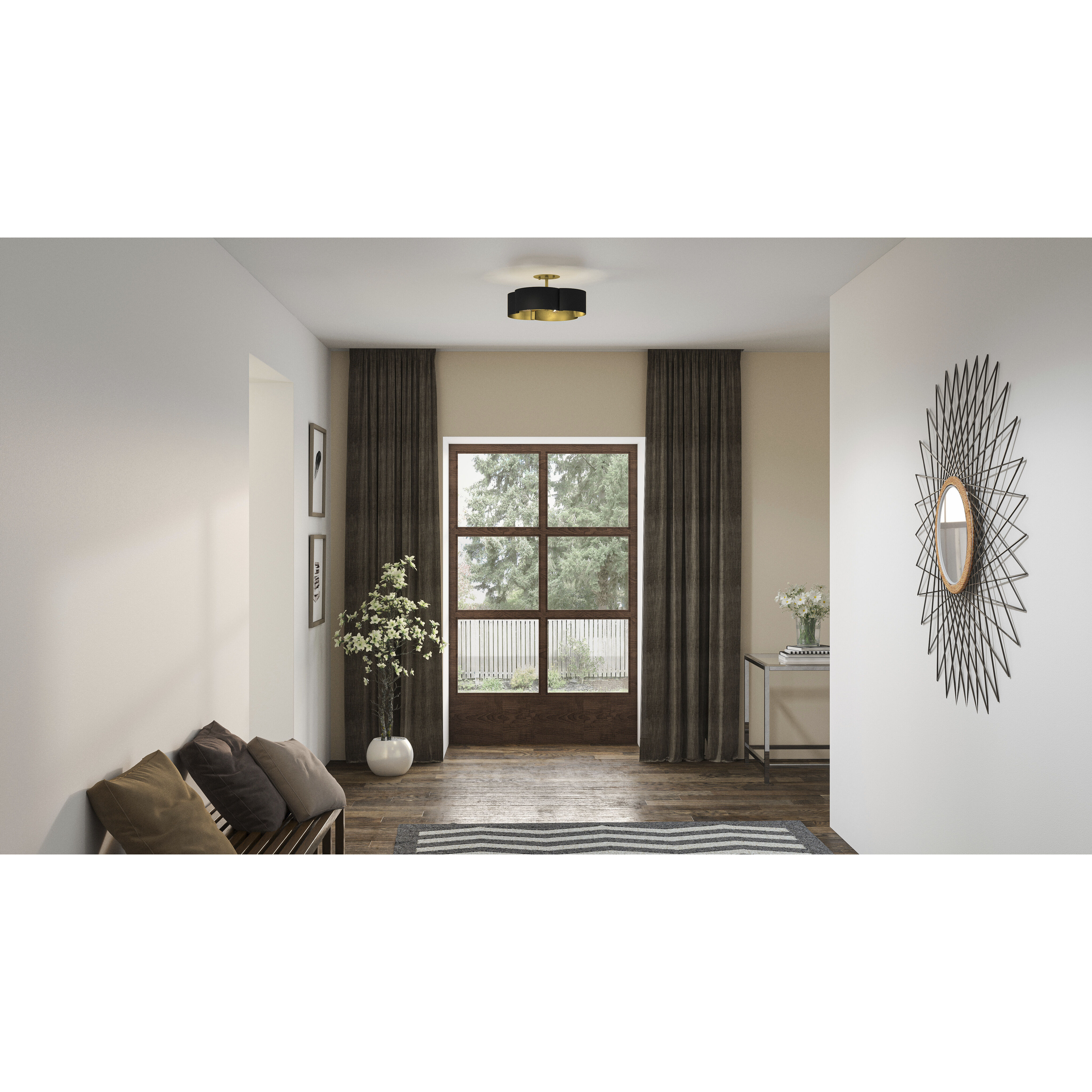 Balsam 4 Light 14 inch Matte Black Semi-Flush Mount Ceiling Light