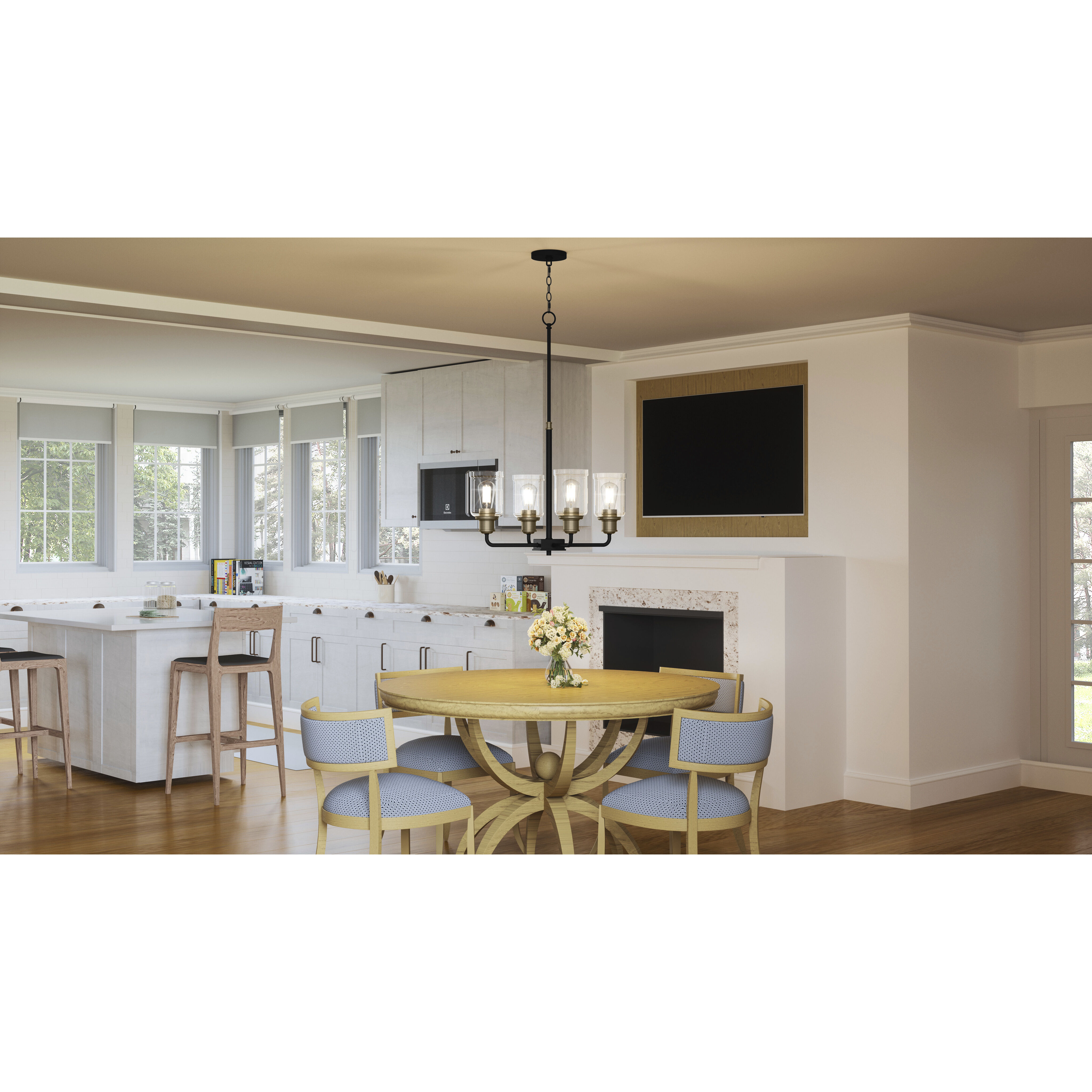 Cox 4 Light 21 inch Matte Black Chandelier Ceiling Light