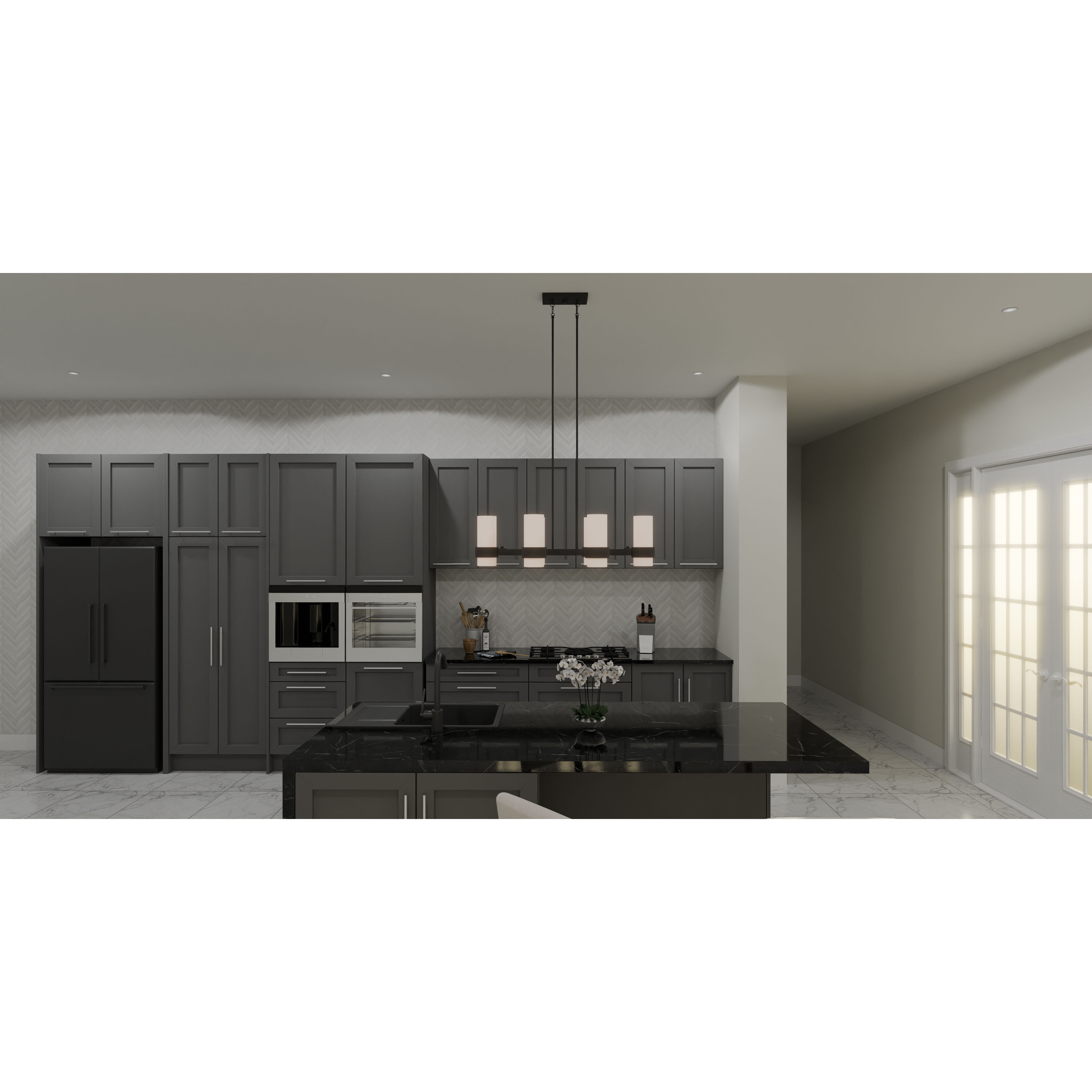 Kimora 6 Light 36 inch Matte Black Island Light Ceiling Light, Medium