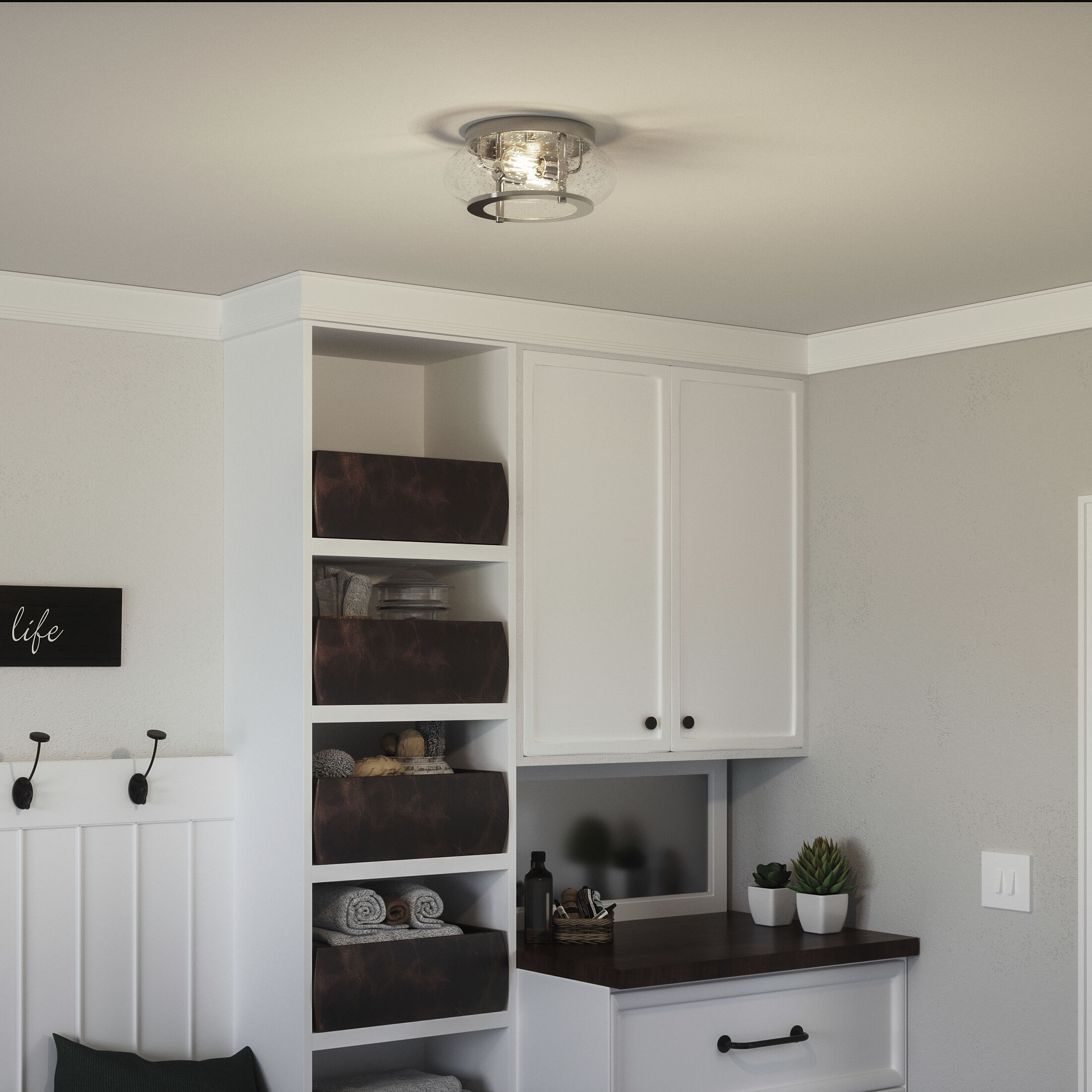 Trilogy 2 Light 12 inch Brushed Nickel Flush Mount Ceiling Light